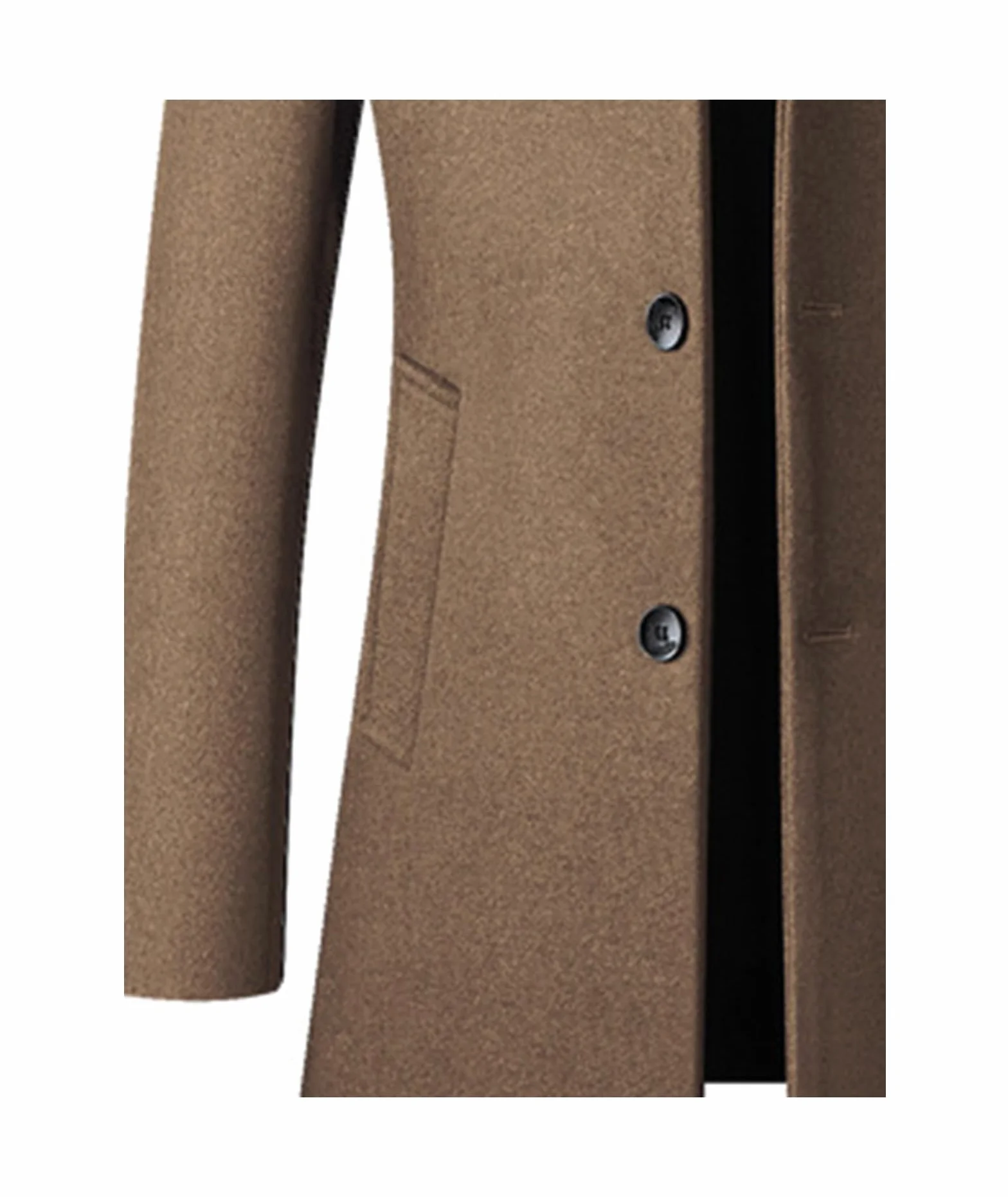 ECDAHICC Męska zimowa stójka, wełniany, trencz, jednorzędowy, slim fit, biznesowa, stylowy, długi płaszcz, wiatrówka