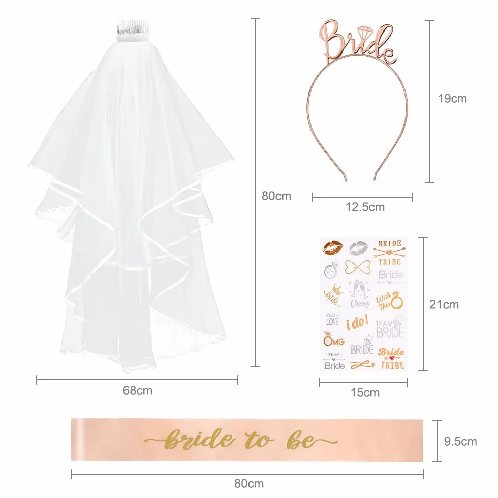 Aomig Bride to Be JGA dekoracyjna szarfa zestaw 4 szt. Team Bride szarfa na wieczór panieński, fotografia ślubna, korona urodzinowa, dla dziewcząt, welon, tiara, wieczór panieński, opaska na czoło w