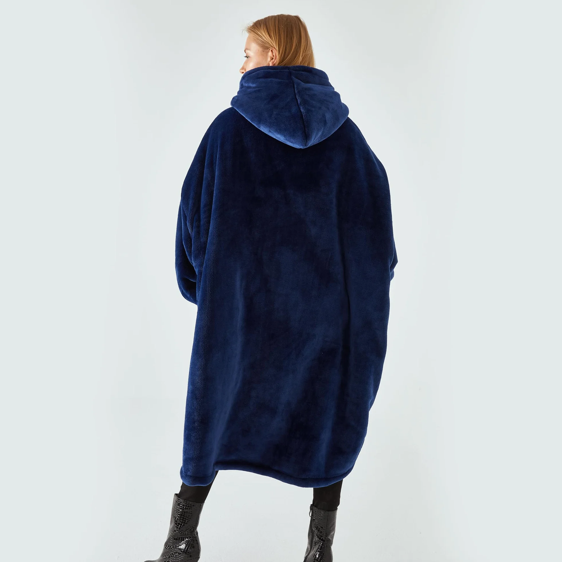 Pahajim Bluza z kapturem, koc z rękawami, przenośny koc z kapturem, oversize, z zamkiem błyskawicznym, ciepły, miękki, flanelowy, dla nastolatków, mężczyzn i kobiet, 90 x 130 cm