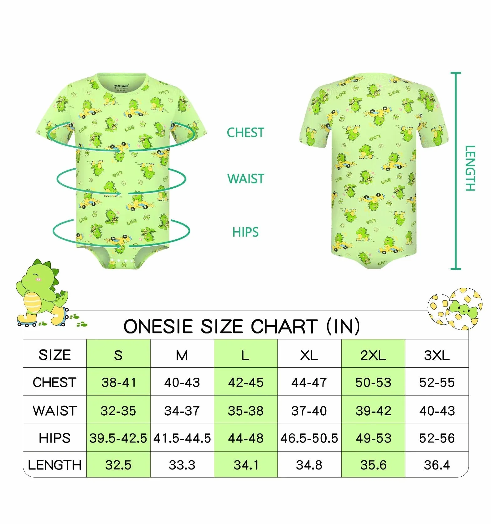Landofgenie Onesie Mężczyźni Krótki Rękaw Bodysuit One Piece Pidżama Rompers Dinosaur Rudy
