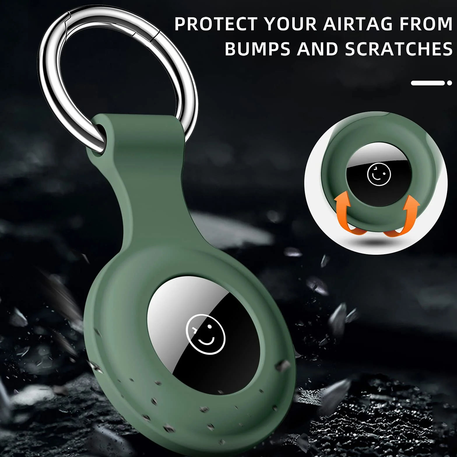 Dirrelo Brelok do kluczy Airtag kompatybilny z Apple Airtag, 4-pak silikonowych etui trackerów, brelok do kluczy dla mężczyzn i kobiet, bezpieczne etui ochronne zapobiegające zgubieniu