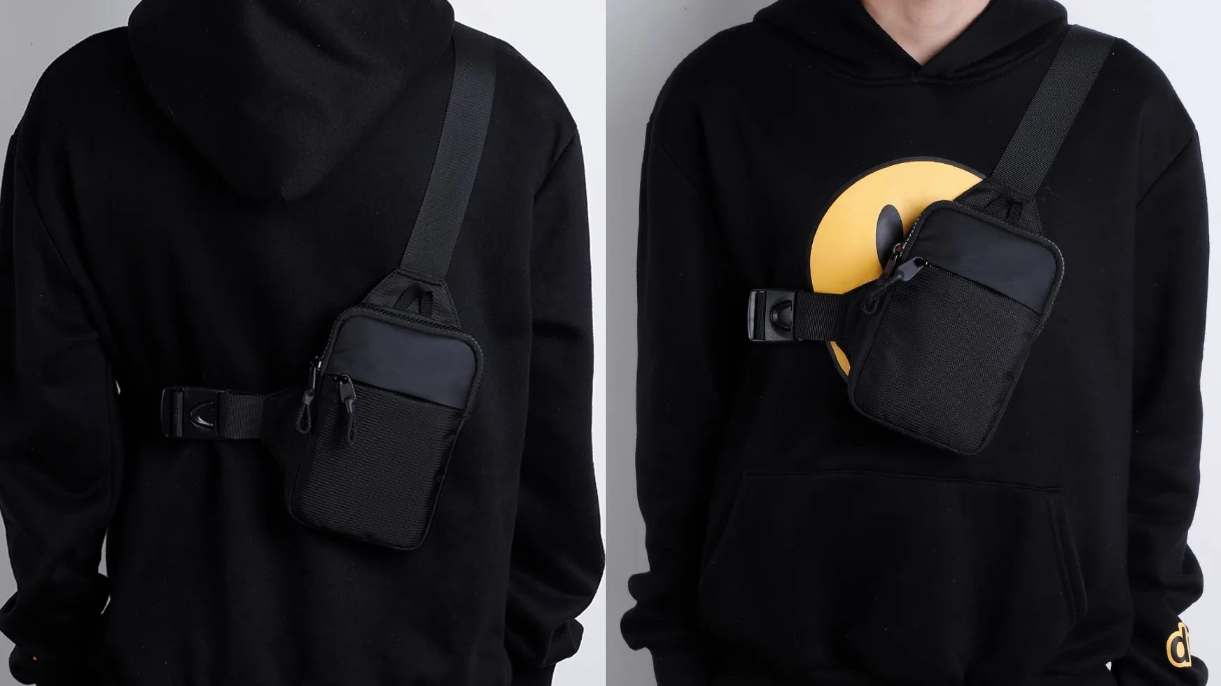 Simptech Mini torba crossbody, pasek, do biegania, uchwyt na telefon, podwójna kieszeń, wodoodporna, bez użycia rąk, dla biegacza, do treningu, wędrówek, jazdy na rowerze, podróży