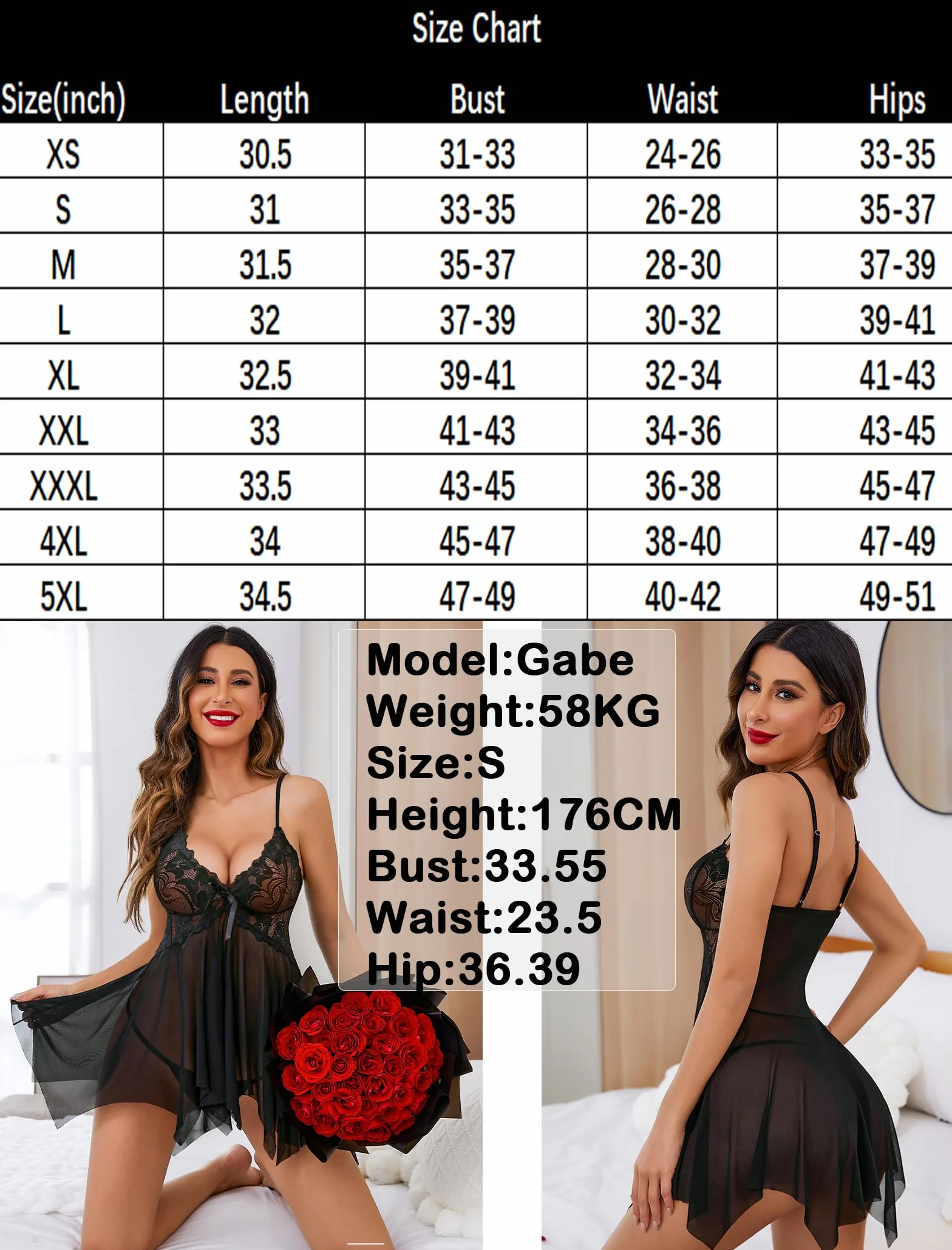 Avidlove Damska seksowna koronkowa koszula nocna Babydoll Curvy Negligee elegancka sukienka z dekoltem w serek do spania