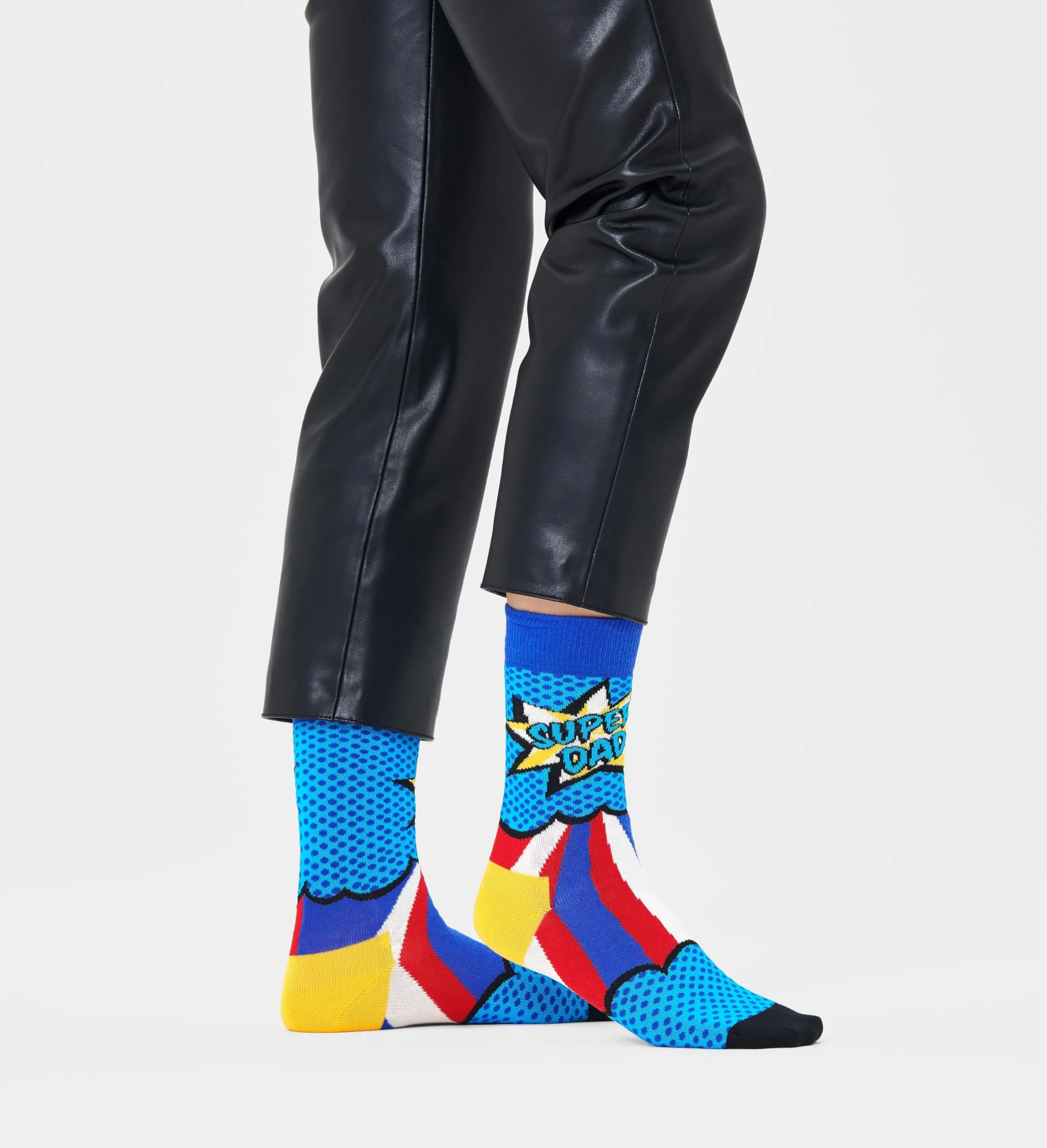 Happy Socks Super Dad Bawełniane Skarpetki Męskie Niebieskie 41-46