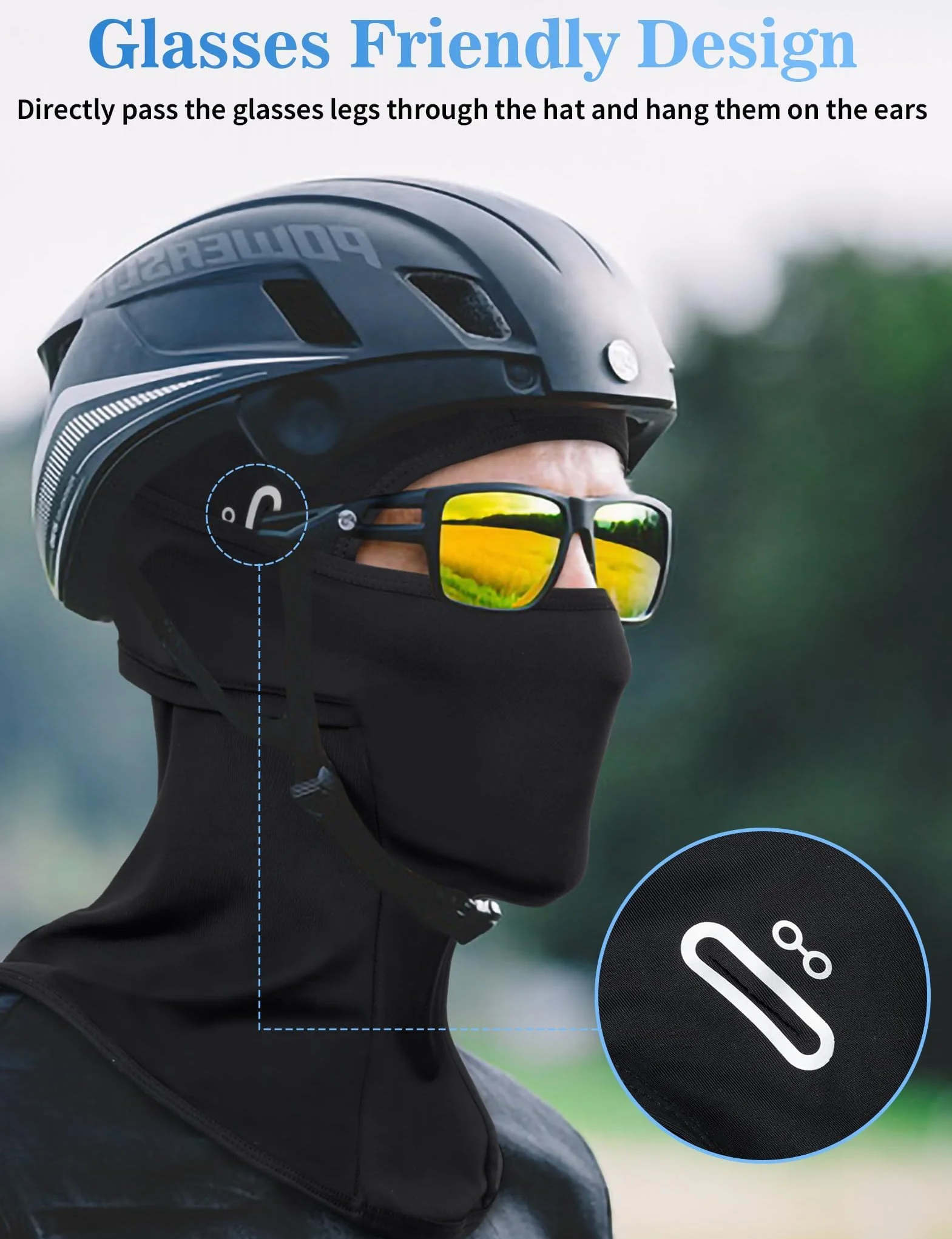 MELLIEX Letnia kominiarka dla mężczyzn i kobiet, Balaclavain Ice Silk z otworami na okulary do jazdy na rowerze i motocyklu