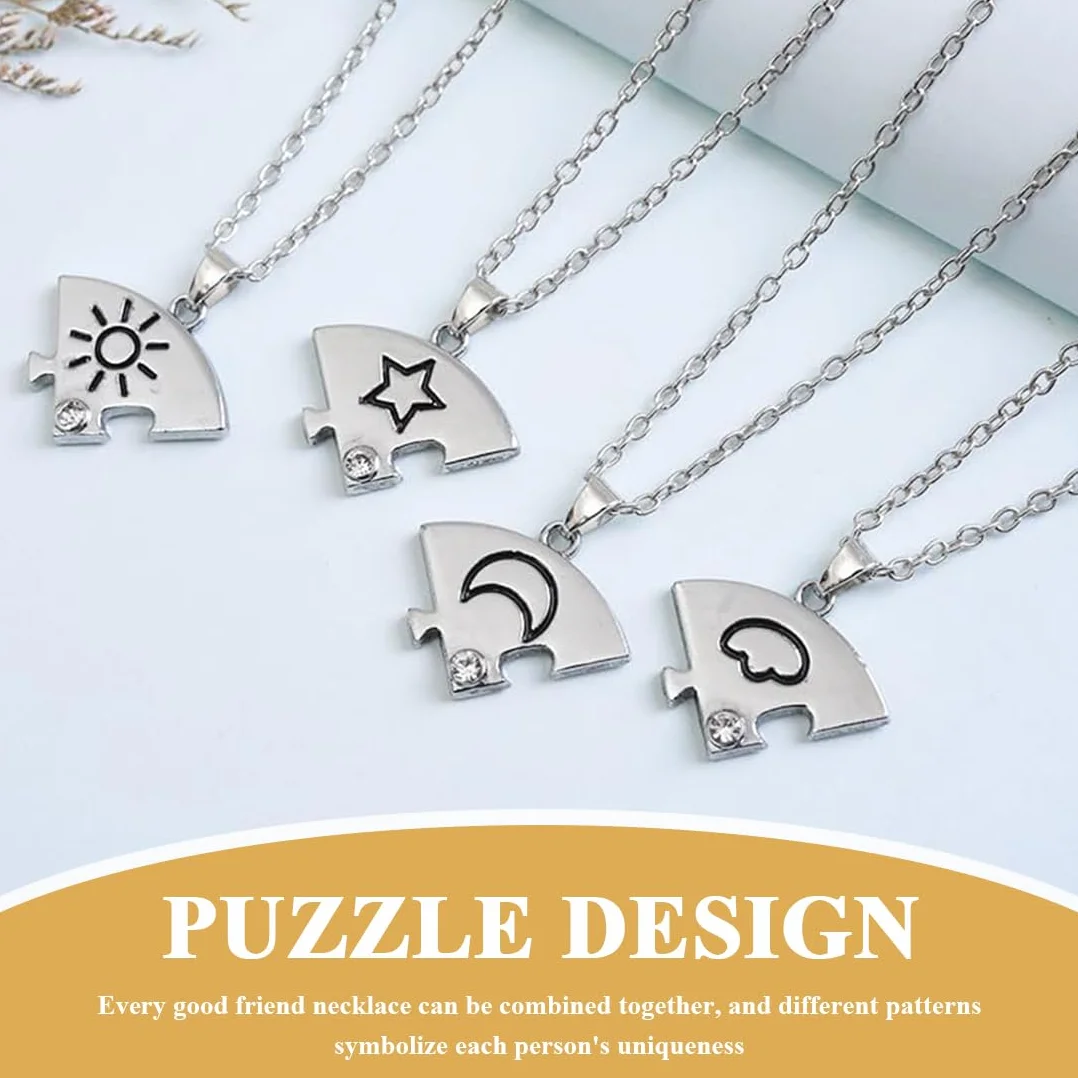 4 x magnetyczny naszyjnik BFF symbol piękna przyjaźń prezent dla najlepszego przyjaciela, naszyjnik dla dziewczynki, naszyjnik przyjaźń, przyjaźń