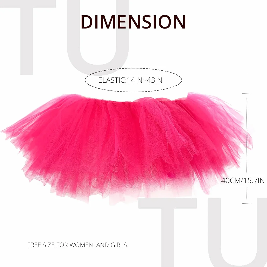 Zookey Damska spódnica tutu klasyczna, elastyczna, 6-warstwowa spódnica tiulowa, baletnica, spódniczka tutu, fantazyjna sukienka na imprezę, kostium festiwalowy dla kobiet i dziewcząt