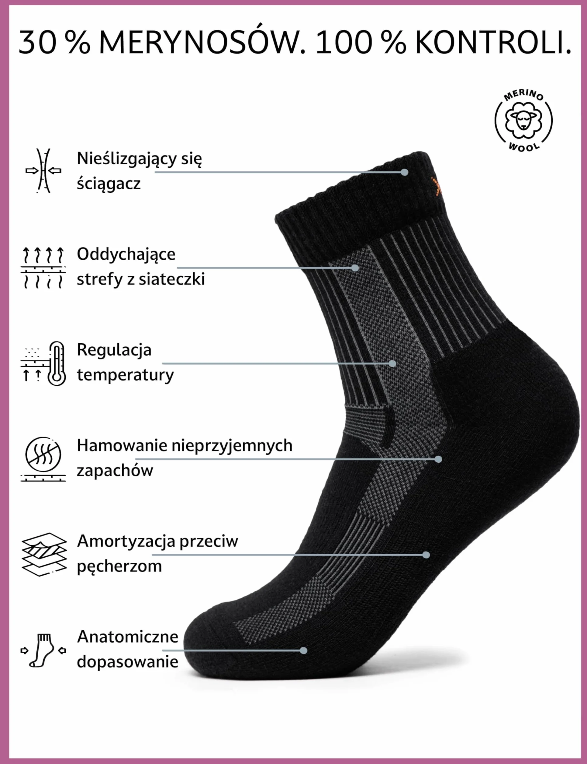 Occulto merino skarpety turystyczne damski & męskie 3 pak (model: Makalu)