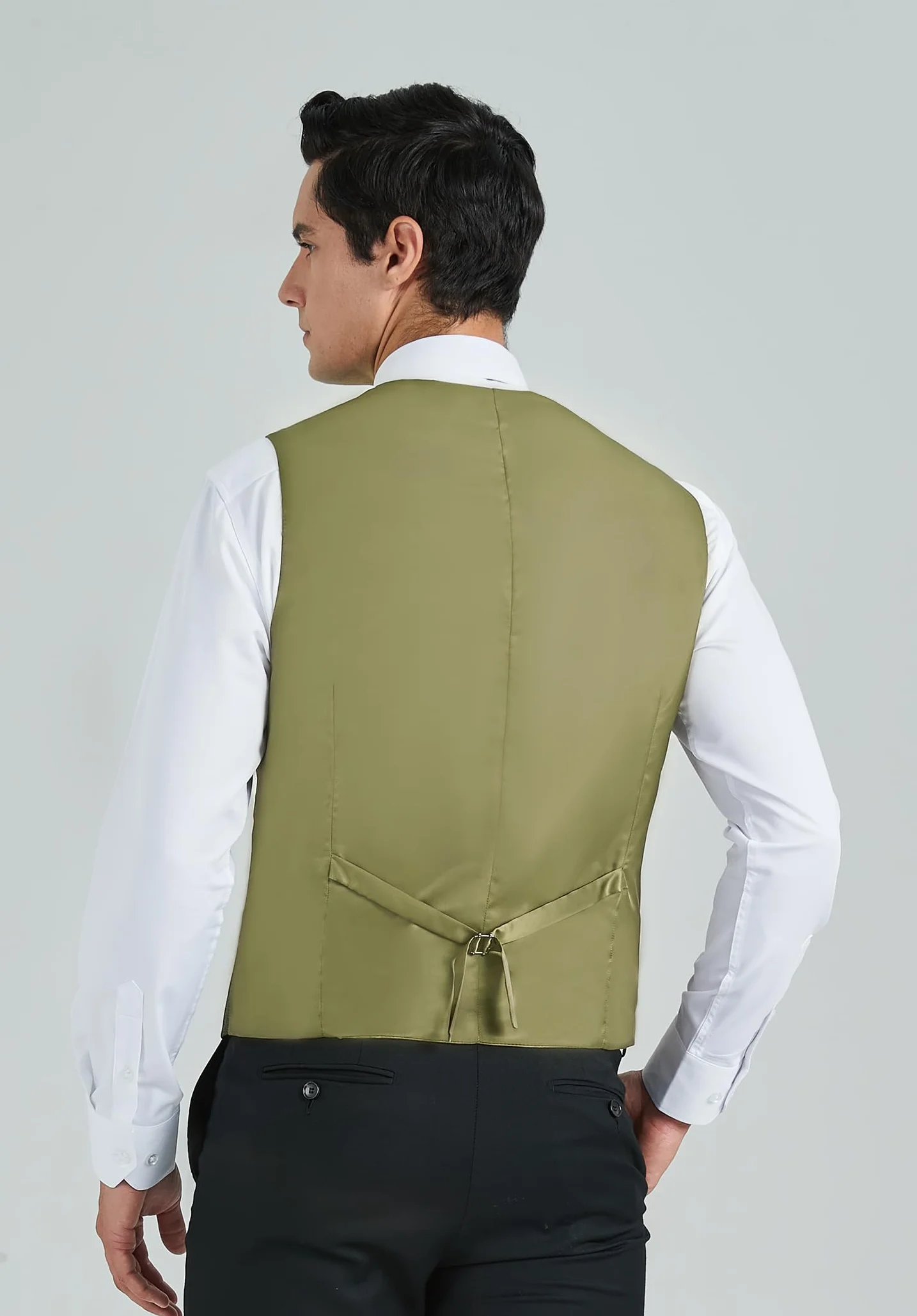 HISDERN Kamizelka męska formalna kamizelka męska elegancka klasyczna bawełniana kamizelka ślubna jednokolorowe kamizelki z kieszeniami XS-4XL