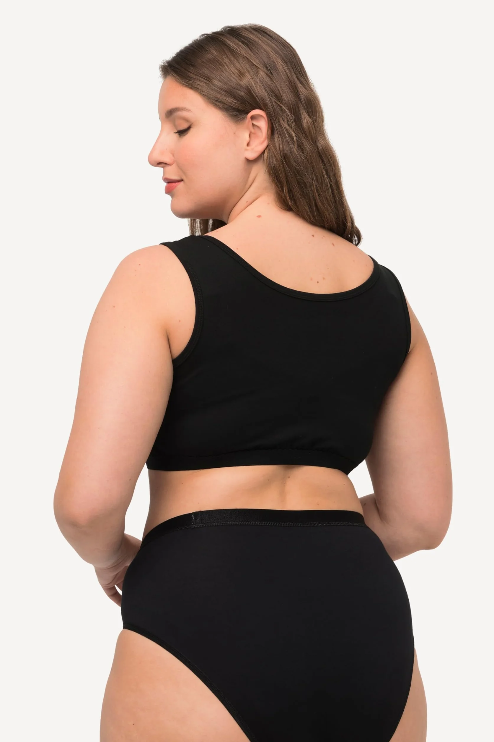 Ulla Popken Damskie duże rozmiary duże rozmiary plus size biustonosz wsuwany, jednokolorowy czarny 50+ 791580130-50+, czarny, 50-52