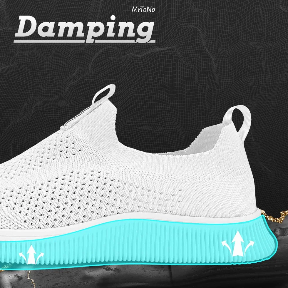 MrToNo Slip On Sneakersy męskie i damskie, buty sportowe, do fitnessu, hali sportowej, buty rekreacyjne, oddychające, lekkie buty do biegania po ulicy, wygodne buty do biegania na świeżym powietrzu