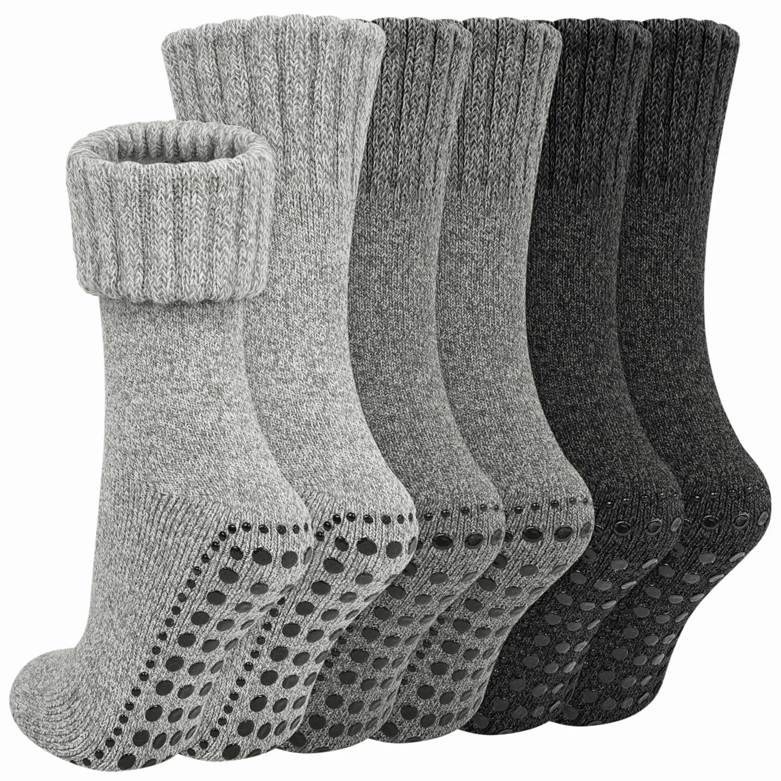 3-pak antypoślizgowych skarpet wełnianych z uchwytem, antypoślizgowe bawełniane skarpety zimowe dla mężczyzn i kobiet, grube skarpety do łóżka typu chunky slipper, antypoślizgowe skarpety z uchwytem
