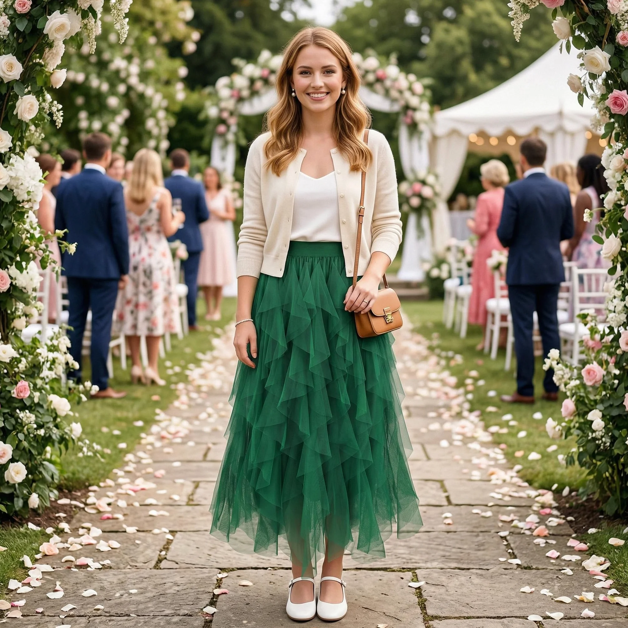 WERFORU Damska spódnica tiulowa, elastyczna talia, spódnica midi High Low Layered Puffy Fee spódniczka tutu