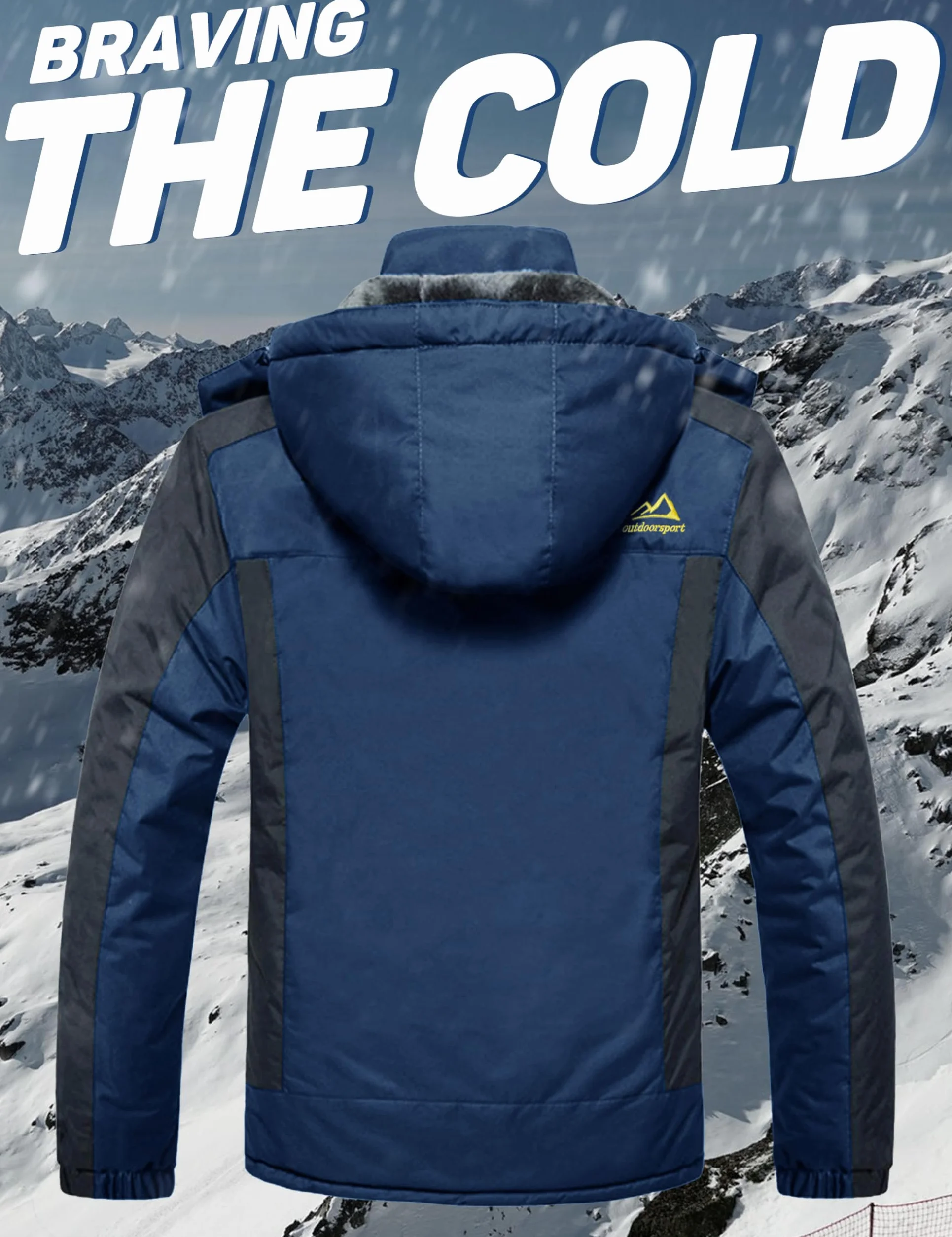 MAGCOMSEN Męska wodoodporna kurtka narciarska Wiatroszczelna kurtka polarowa Outdoor Mountain Parka z kapturem