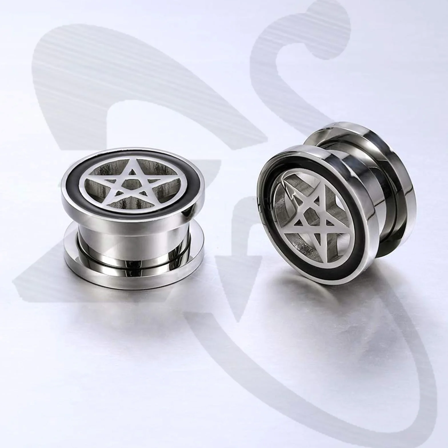 Pentagram Star Ear Plug Tunele Piercing ze stali nierdzewnej 316L do przekłuwania uszu