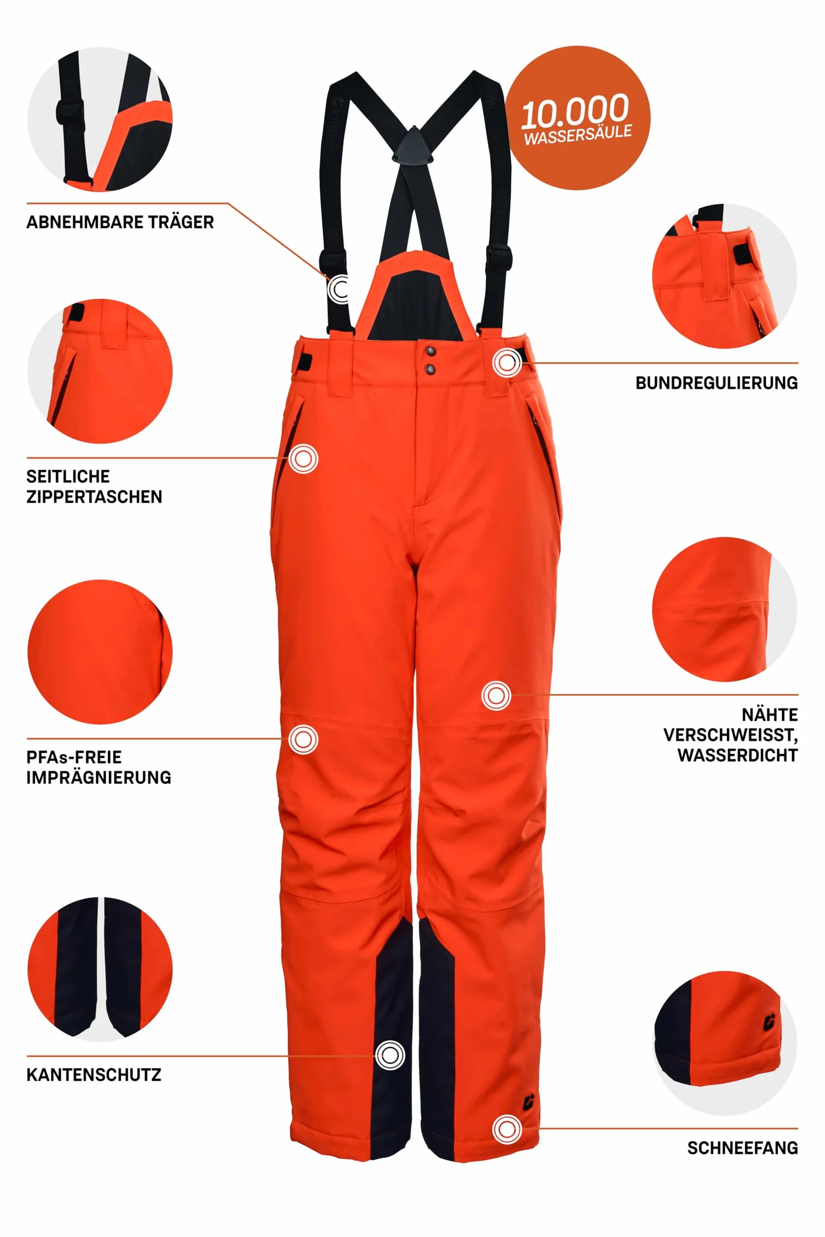 Killtec Ksw 79 Bys Ski Pnts - Spodnie funkcyjne/spodnie narciarskie z odpinanym szelkami, łapaczem śniegu i ochroną krawędzi Chłopcy