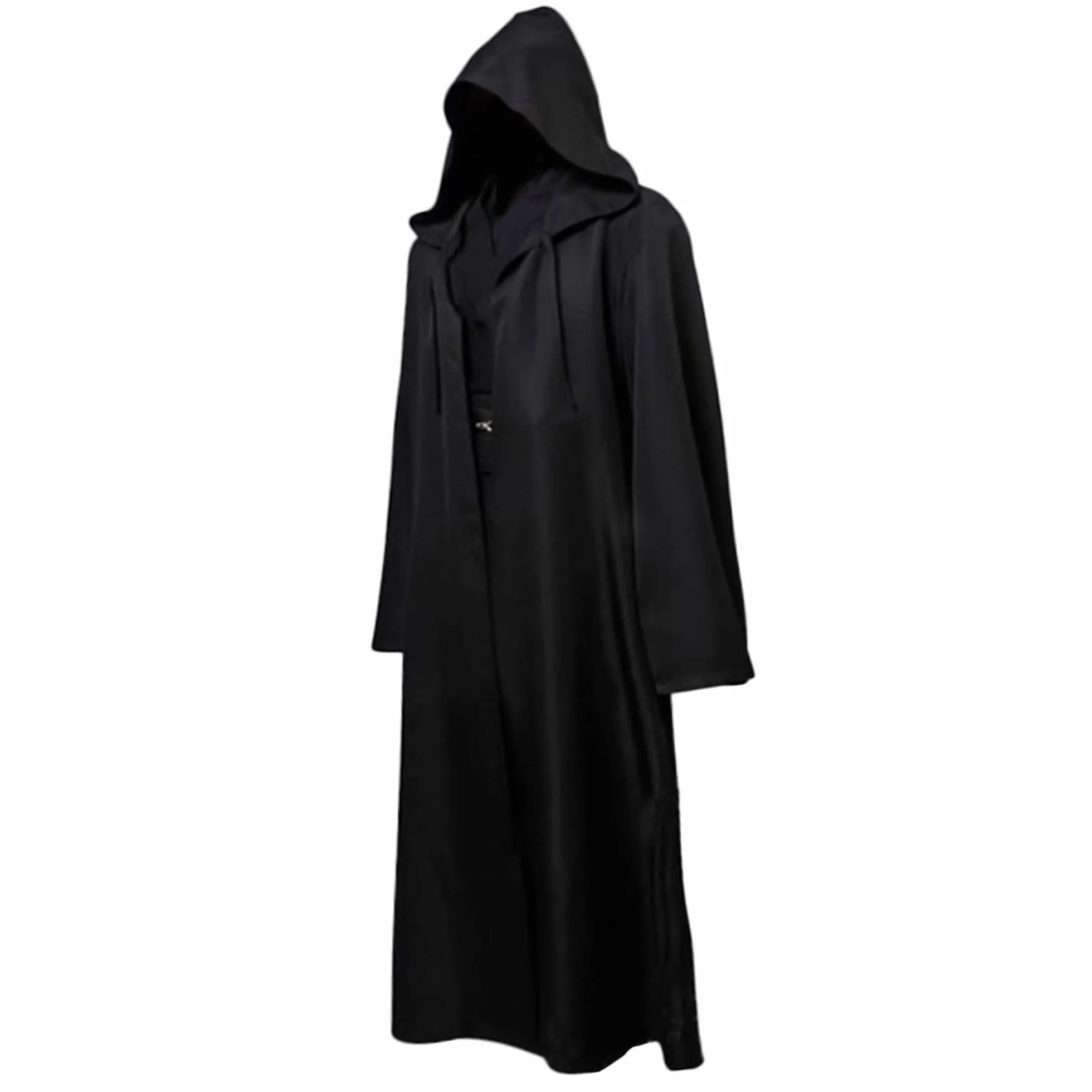 GraduationMall Męski płaszcz z kapturem – czarna szata Sith na Halloween, cosplay dla czarodziejów, Darth Sidious lub Death Eater