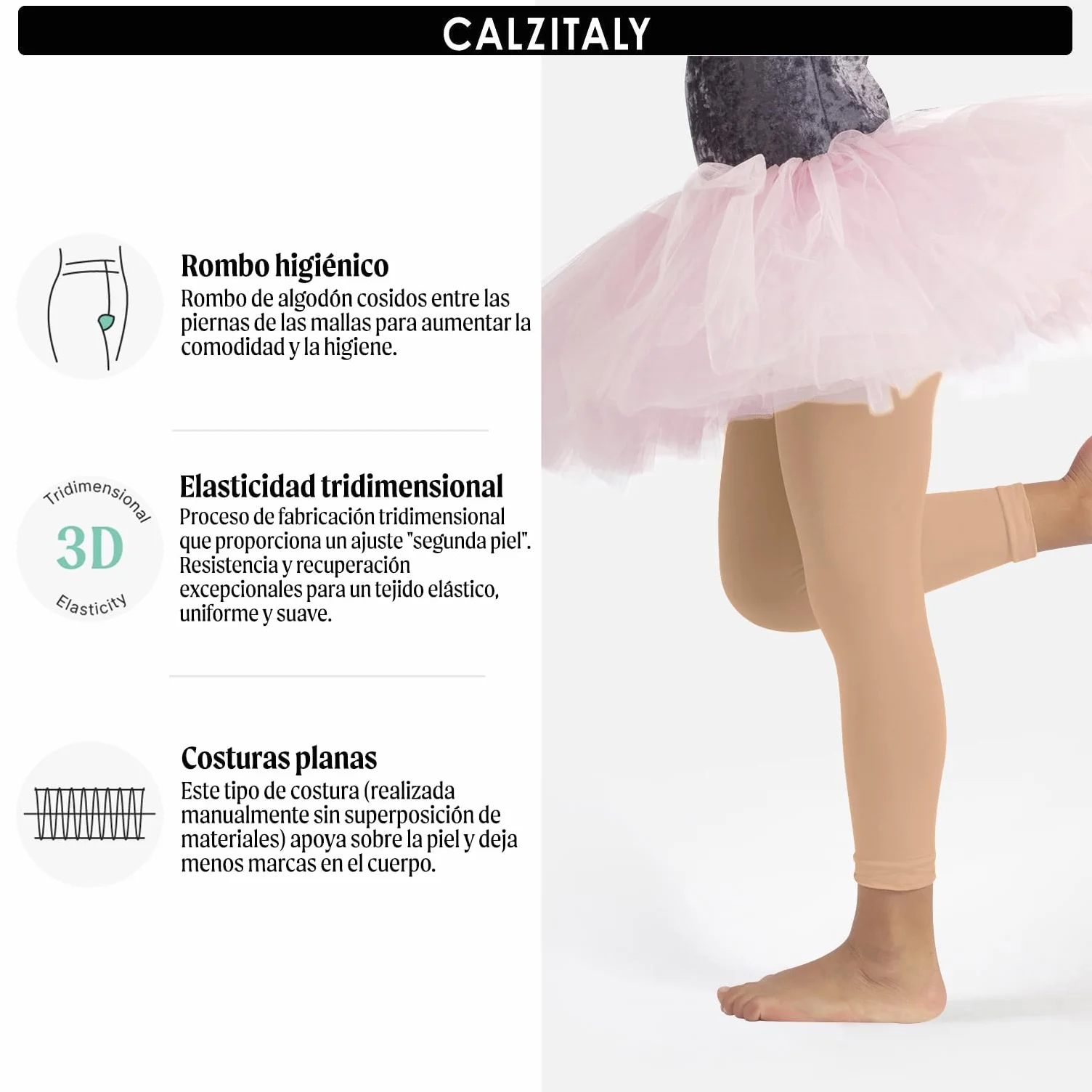 CALZITALY Dziewczęce legginsy do tańca, legginsy baletowe, legginsy baletowe Dziewczynki Mädchen Tanz Leggings, Ballett Leggings, Ballet Footless Tights