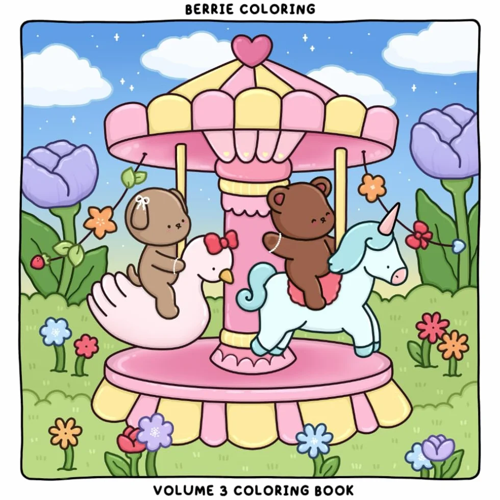 Berrie Coloring Volume 3: Cute and Cozy Coloring Book for Adults & Kids Featuring Easy to Color Animal Illustrations and Adorable Scenes