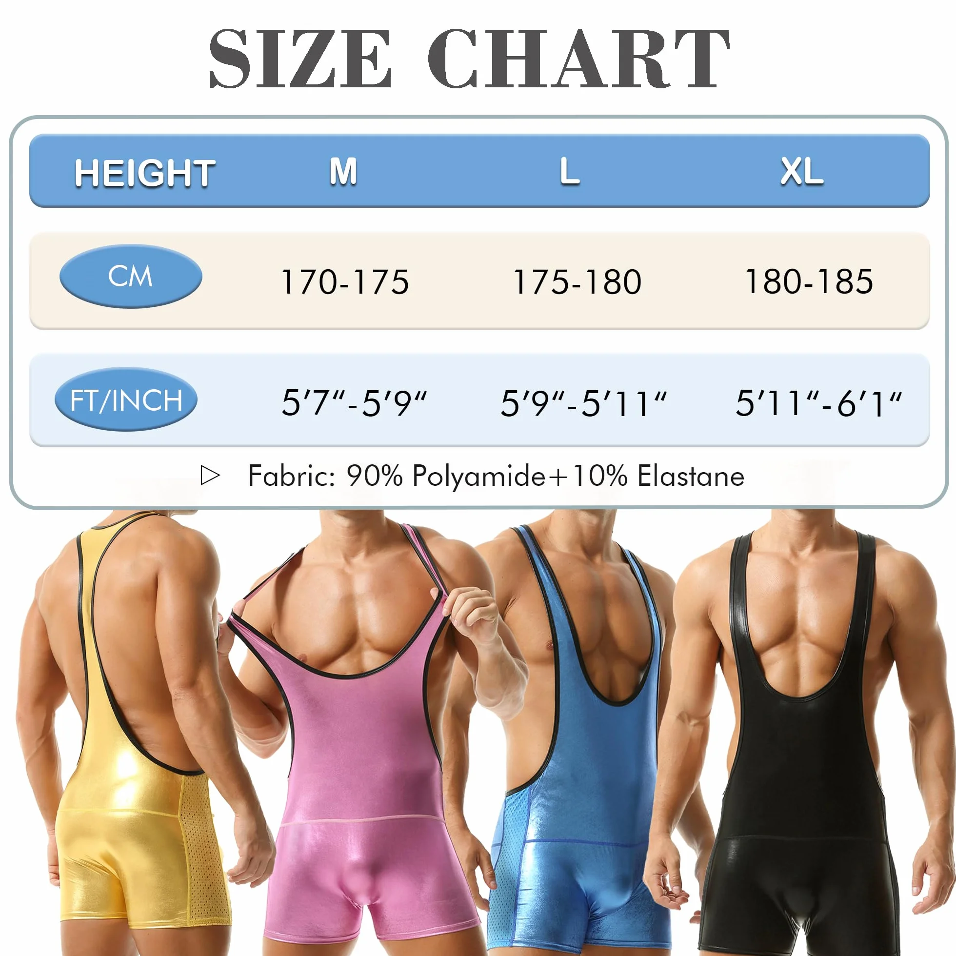 QiaTi Męska bielizna sportowa Athletic Supporters Body Jumpsuit Wrestling Singlet