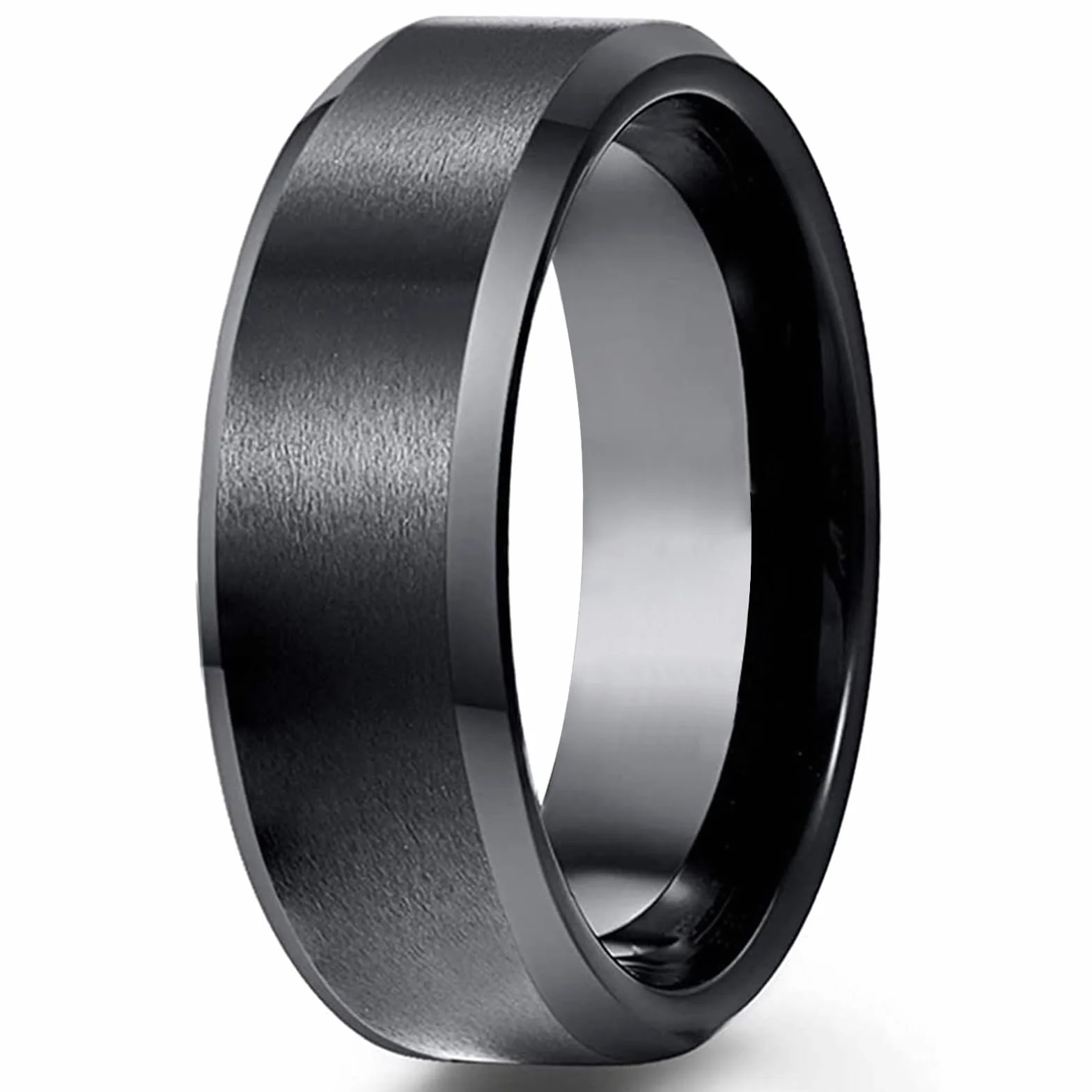 G23 Tytanowy pierścień dla mężczyzn, 8 mm, srebrny, niebieski, złoty, czarny, matowy, fazowana krawędź, ślubny, zaręczynowy, przyjaźni, wyraz obietnicy, obrączka, wygodny, rozmiar 15–22 mm