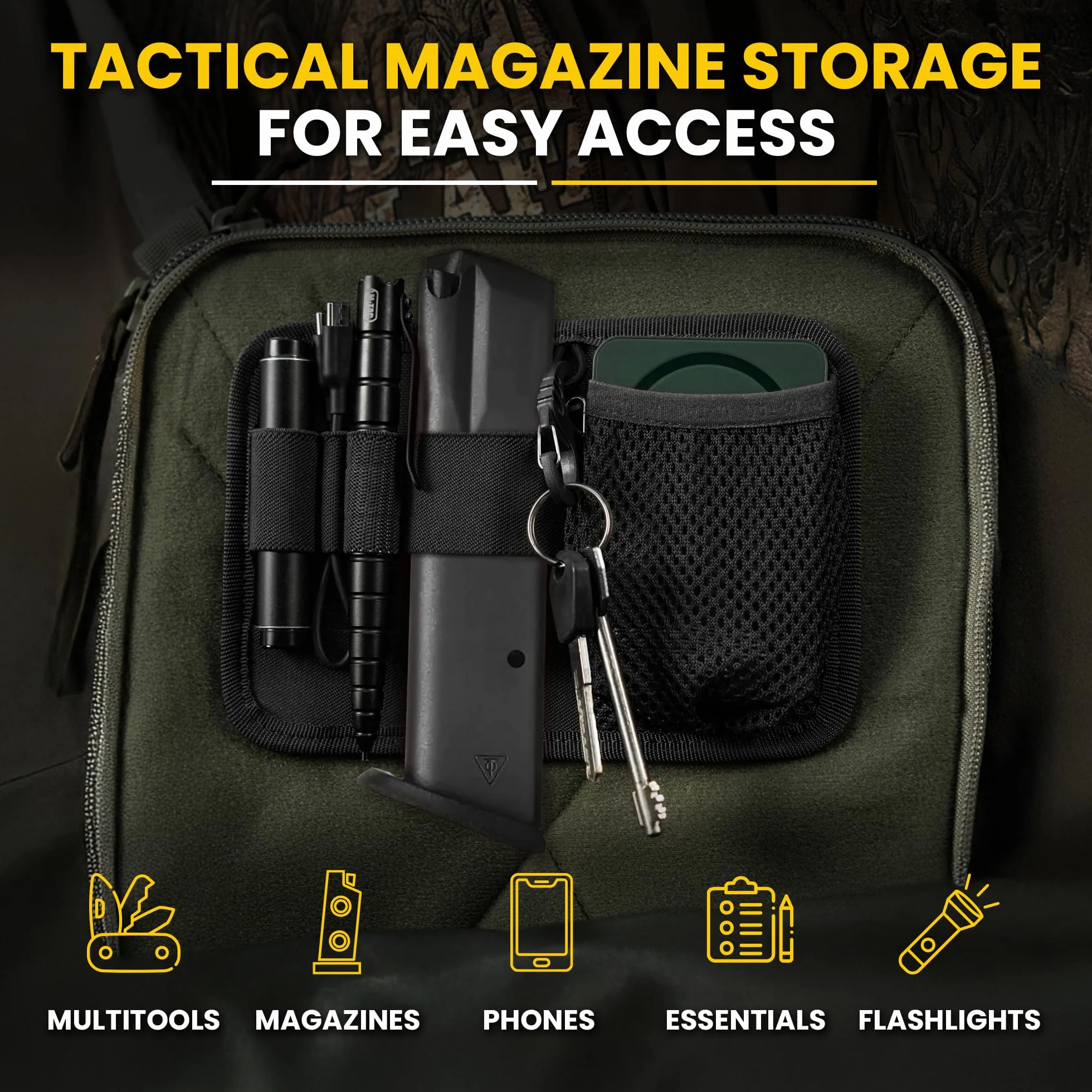 M-Tac Sac tactique Insert Modulaire Organiseur Utilitaire Admin Pochette Attaches Crochet Porte-clé, noir