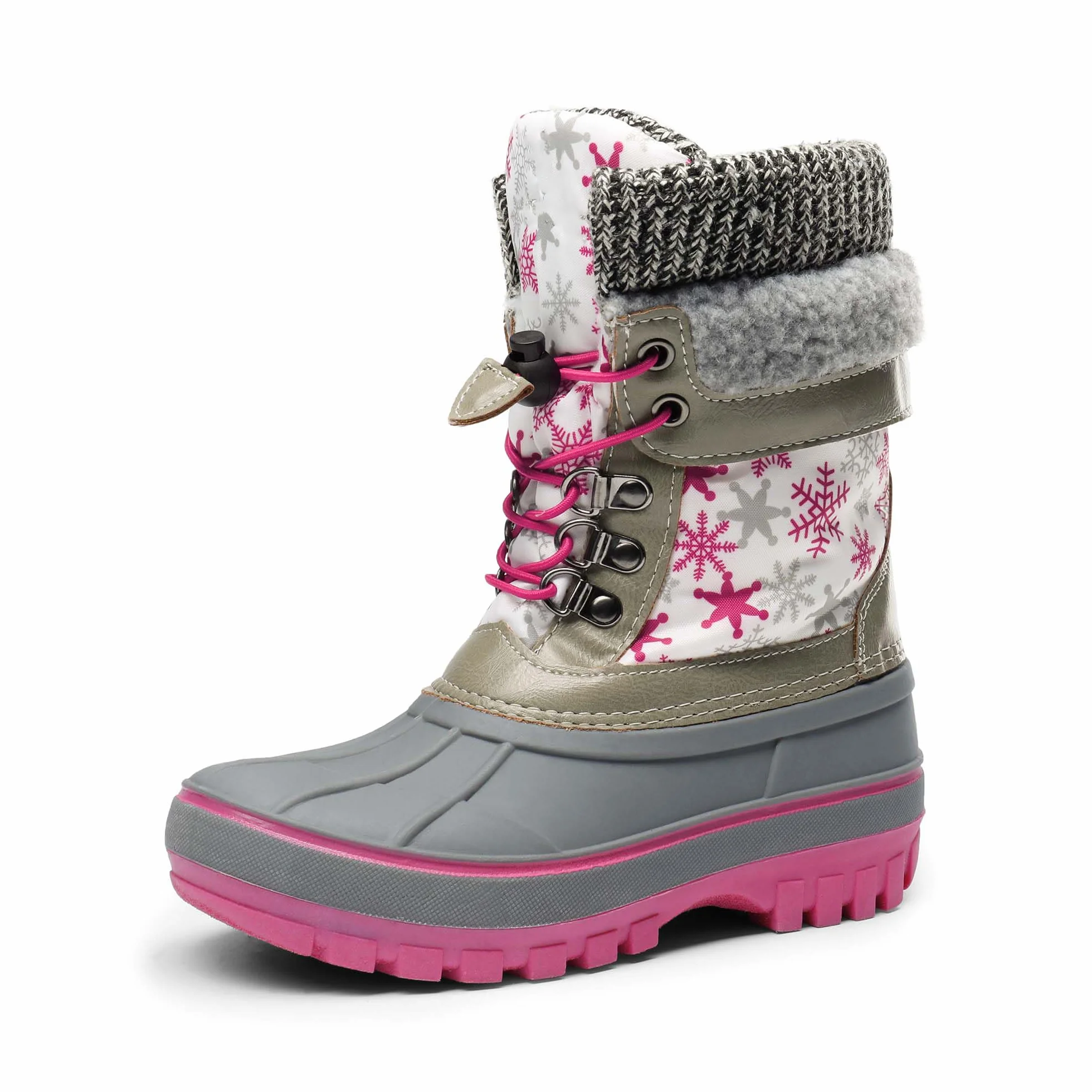 DREAM PAIRS Chłopięce dziewczęce śniegowce wodoodporne outdoorowe ciepłe przytulne antypoślizgowe podszewka ze sztucznego futra do połowy łydki izolowane buty zimowe dla małych i dużych dzieci