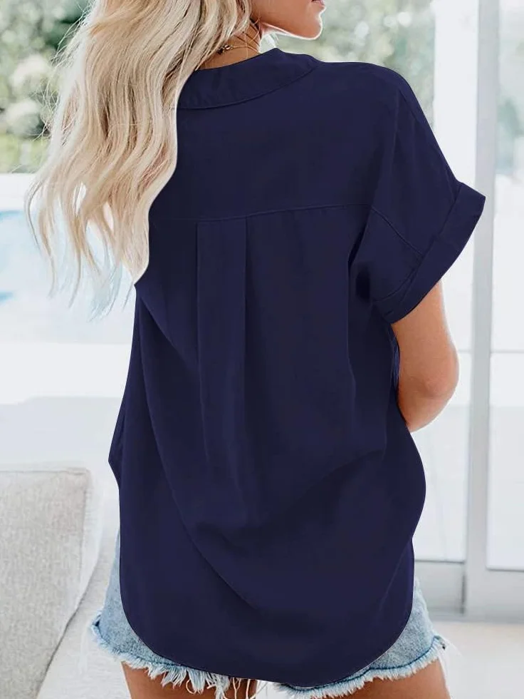 Glacspyg Bluzka damska, elegancka, casualowa, robocza, bluzka, 100% bawełna, damska bluzka na lato, krótka