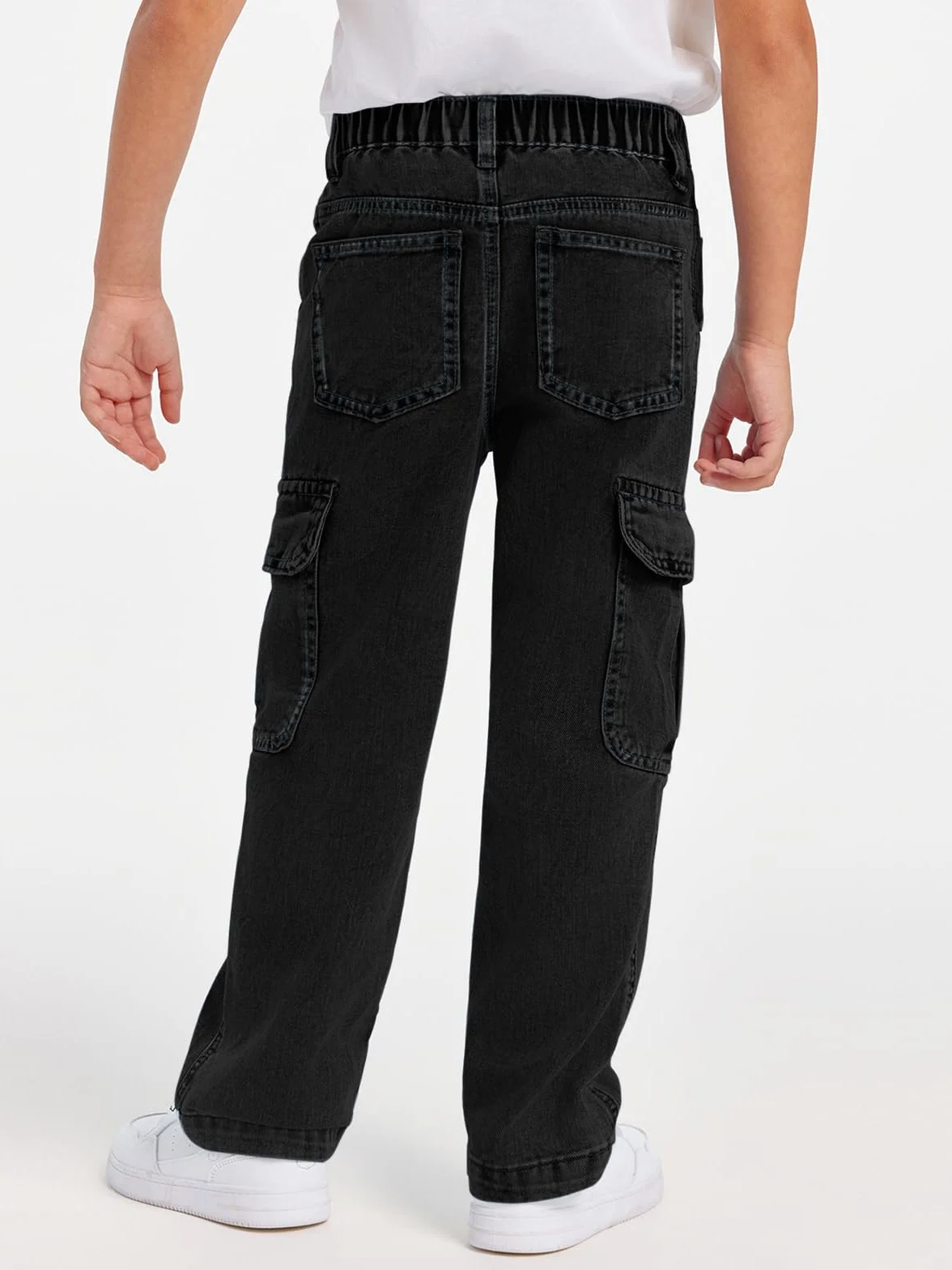 Haloumoning Chłopięce spodnie cargo dziecięce Baggy Jeans Casual spodnie rekreacyjne jesień modne spodnie jeansowe z elastycznym ściągaczem, 5-14 lat
