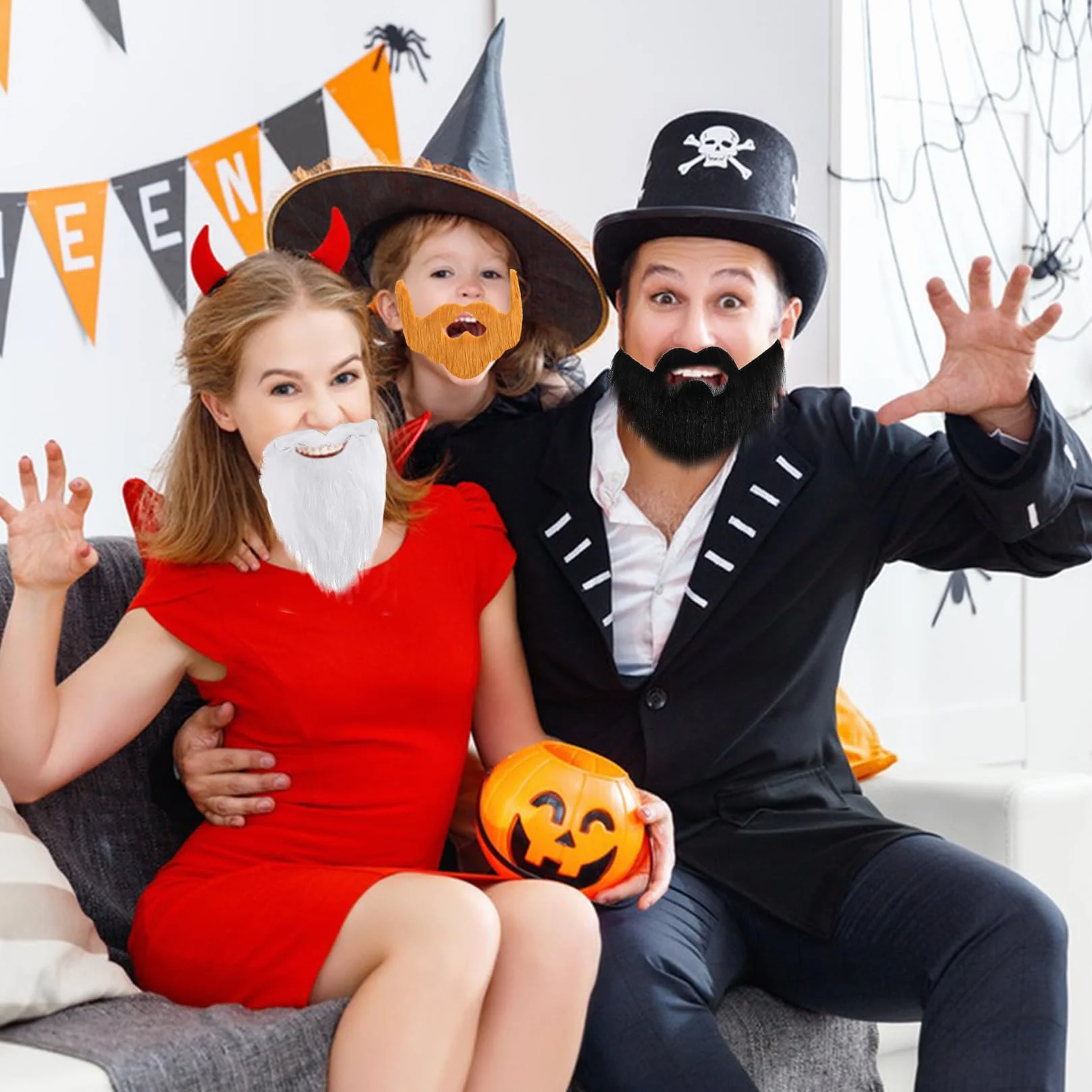 8 sztuk Zestaw sztucznych wąsów Sztuczna broda Zabawne wąsy z regulacją dla fałszywych Wąsik Broda Dorośli Dzieci Akcesoria Halloween Boże Narodzenie Impreza