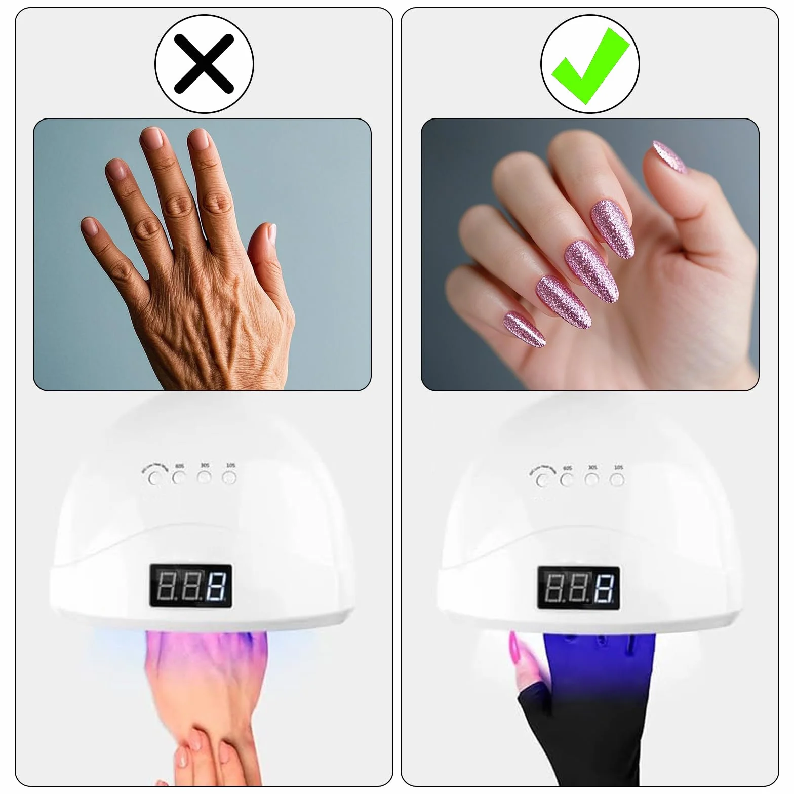 1 para rękawiczek UV na paznokcie, rękawiczki do manicure, bez palców dla kobiet, 23 x 10 cm, profesjonalne rękawiczki do manicure
