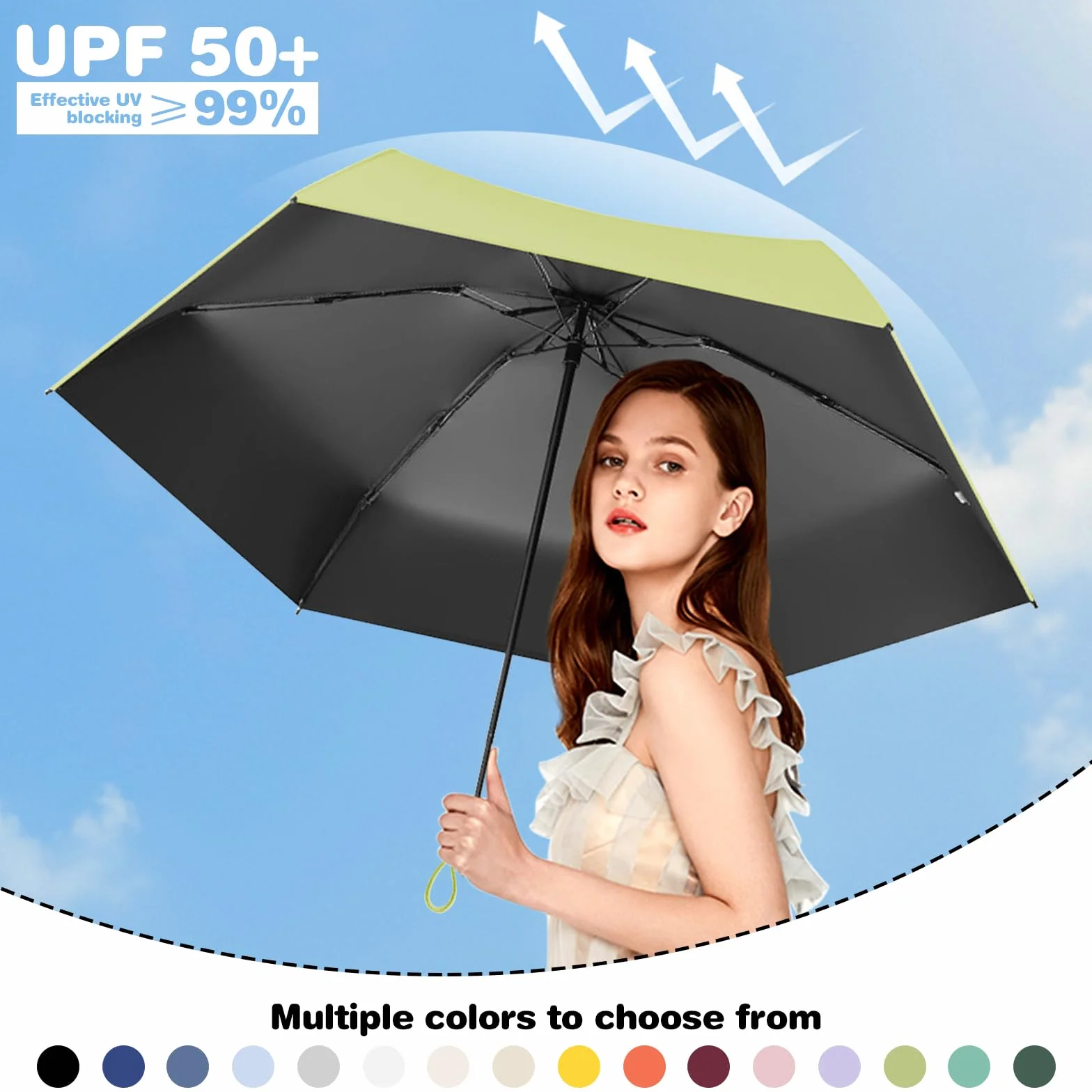 Mini Parasol Kieszonkowy, Składany Parasol Przeciwwiatrowy, Parasol Przeciwsłoneczny, Mini Parasol, Codzienne Podróże, Unisex