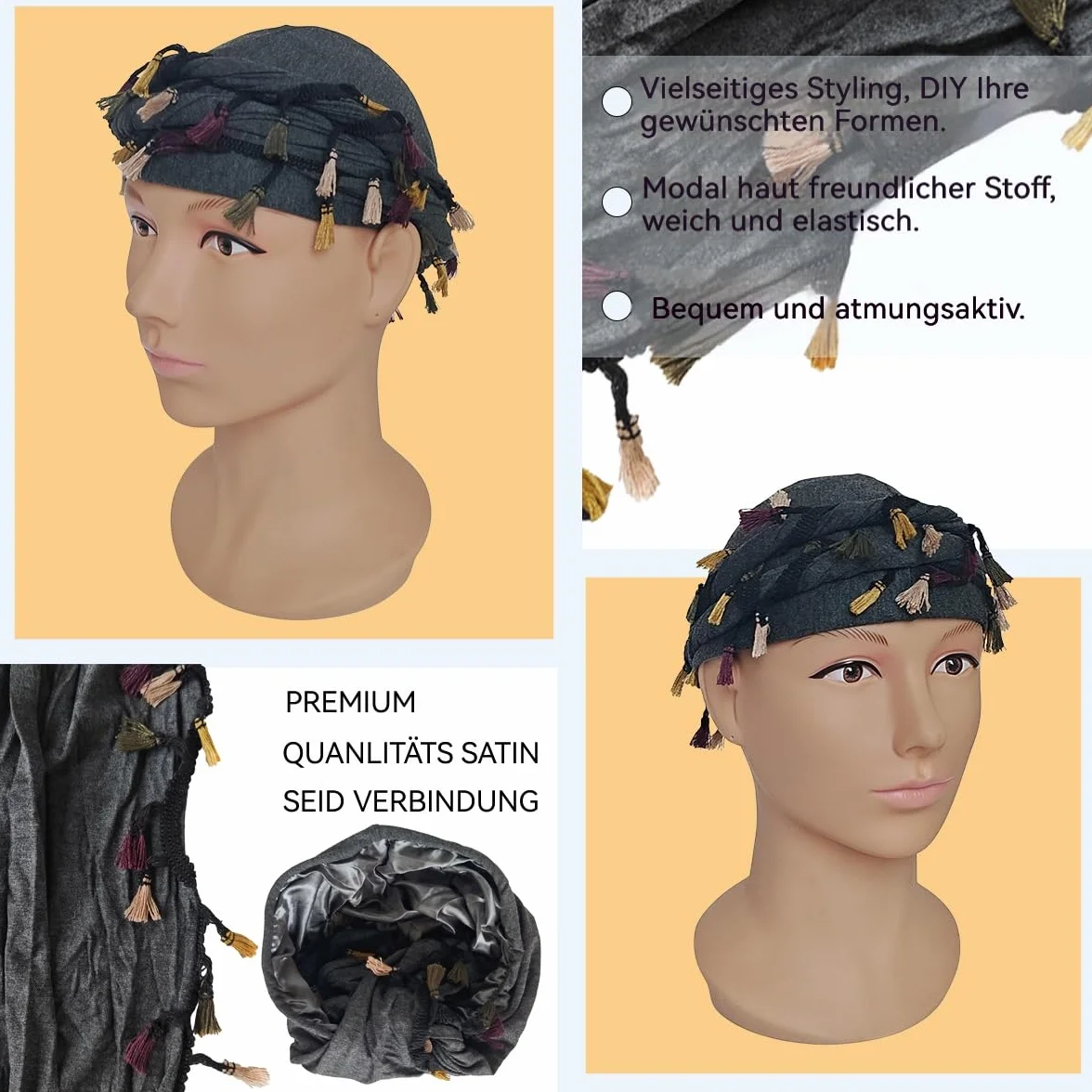 Vintage Turban Durag, satynowa podszewka, rozciągliwa chusta na szyję, męski Twist Turban Durag, chusta na głowę