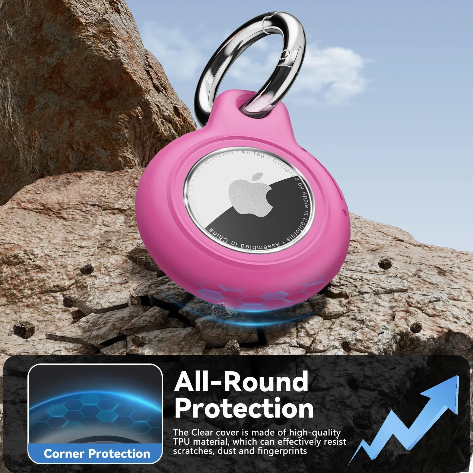 Wodoszczelne etui do Apple Airtag Holder z blokadą, Airtag zawieszka breloczek do kluczy Case with Keychain do bagażu/roweru/zwierząt domowych