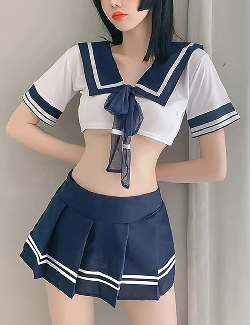 Damska niegrzeczna uczennica strój japońskie anime kostium marynarza cosplay zestaw bielizny z pończochami