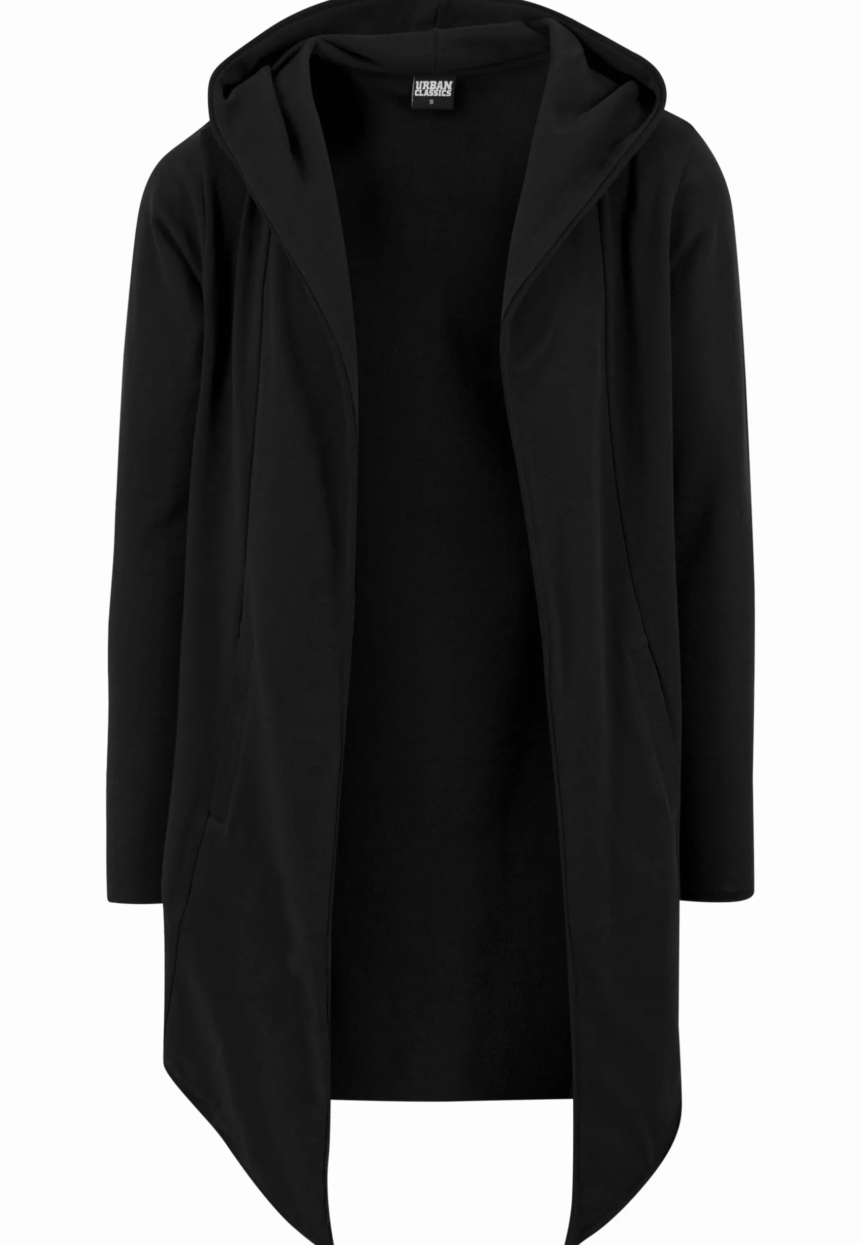 Urban Classics Męska kurtka Long Hooded Open Edge Cardigan, długa bluza z kapturem w wielu kolorach, rozmiary XS - 5XL, czarny, S