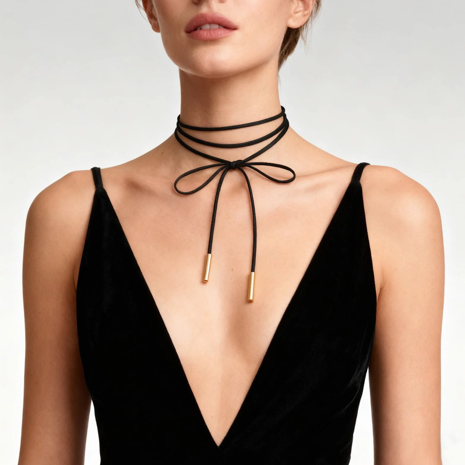 1 x długi naszyjnik typu choker dla kobiet, naszyjnik damski, welurowy, czarny, gotycki naszyjnik z kokardką, styl vintage, na urodziny, Halloween, Boże Narodzenie