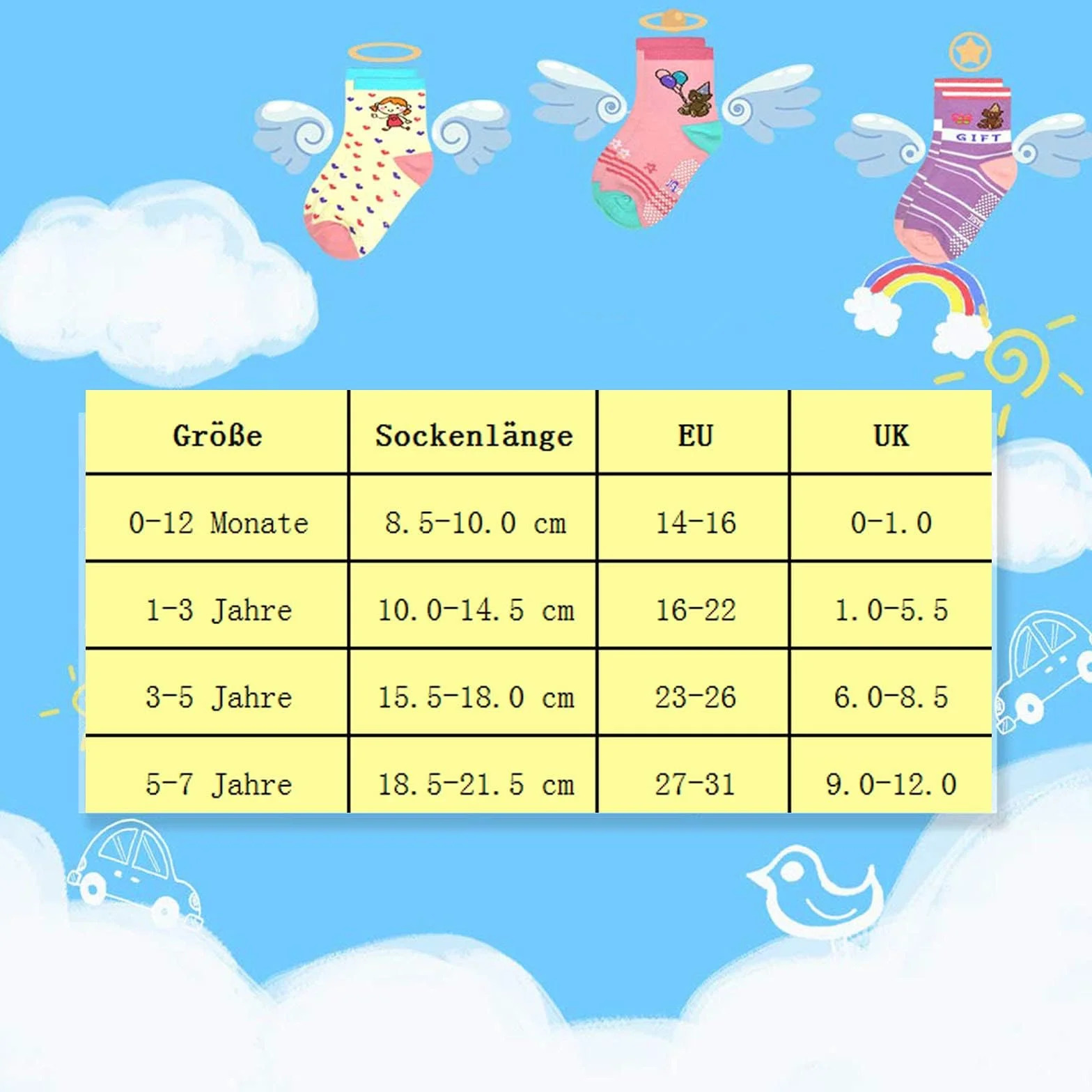 HYCLES Skarpety stoperowe dla dzieci – 12 par skarpet z tworzywa ABS, dla dzieci, chłopców, małych dzieci, antypoślizgowe, dla dziewczynek w wieku 0-7 lat
