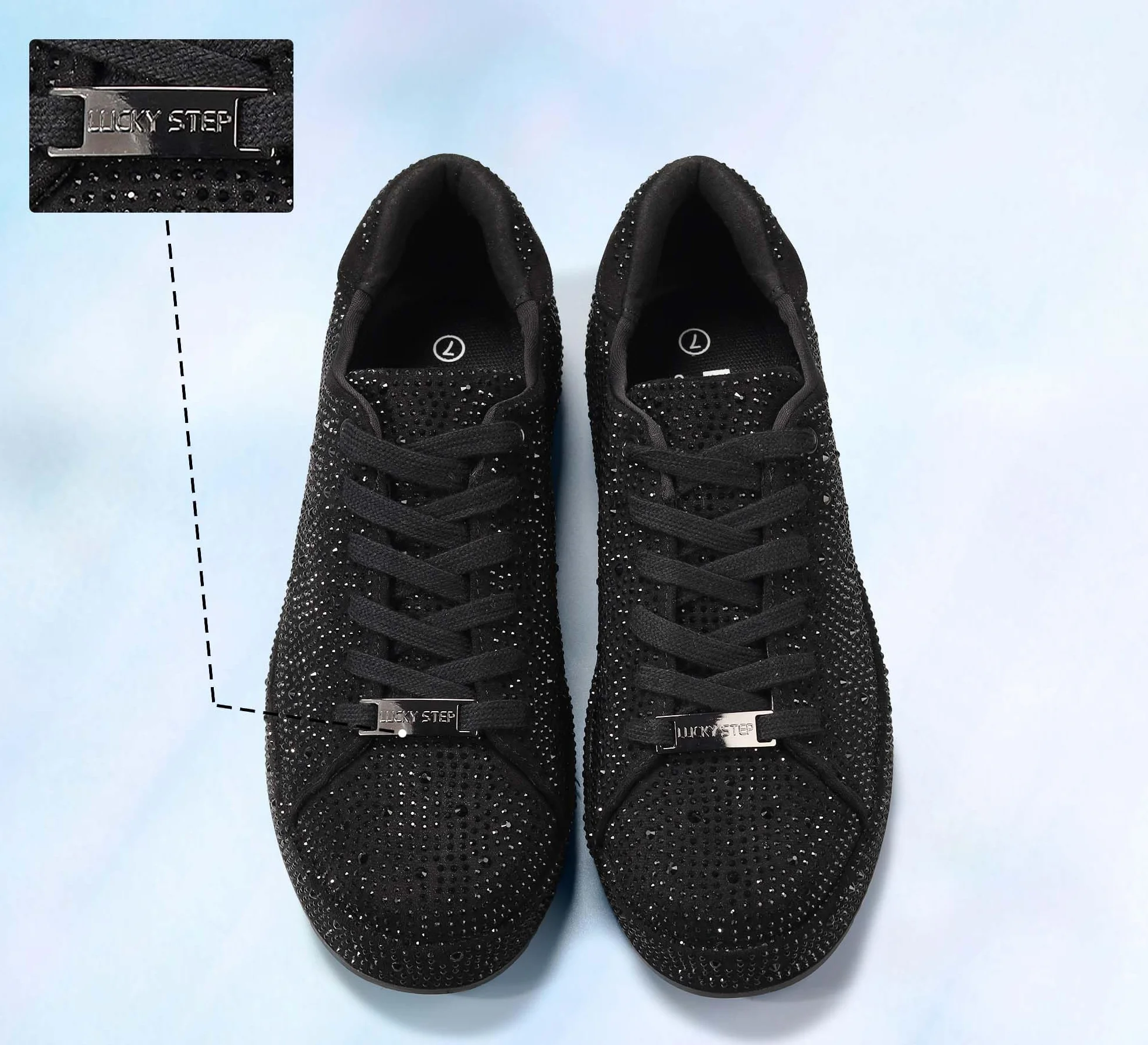 LUCKY STEP Platforma Rhinestone Moda Brokatowe Trampki | Błyszczące Błyszczące Oszałamiające Ślubne Błyszczące Buty dla Kobiet