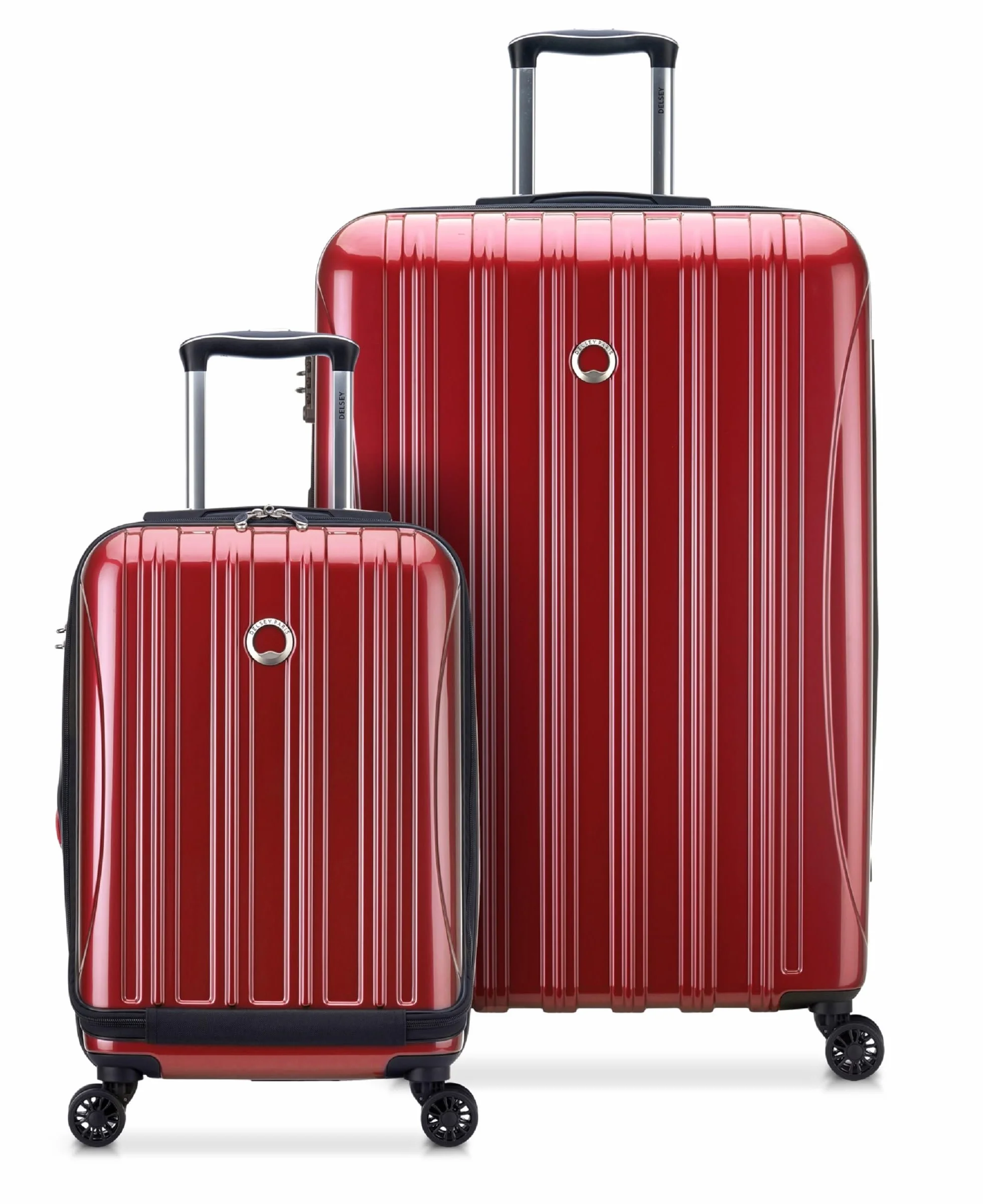 Delsey Paris Helium Aero Walizka twarda z funkcją, kółka obrotowe, Cegłowa Czerwień, 2-Piece Set (19/29), Zabawna koszulka z napisem 'Got Win'
