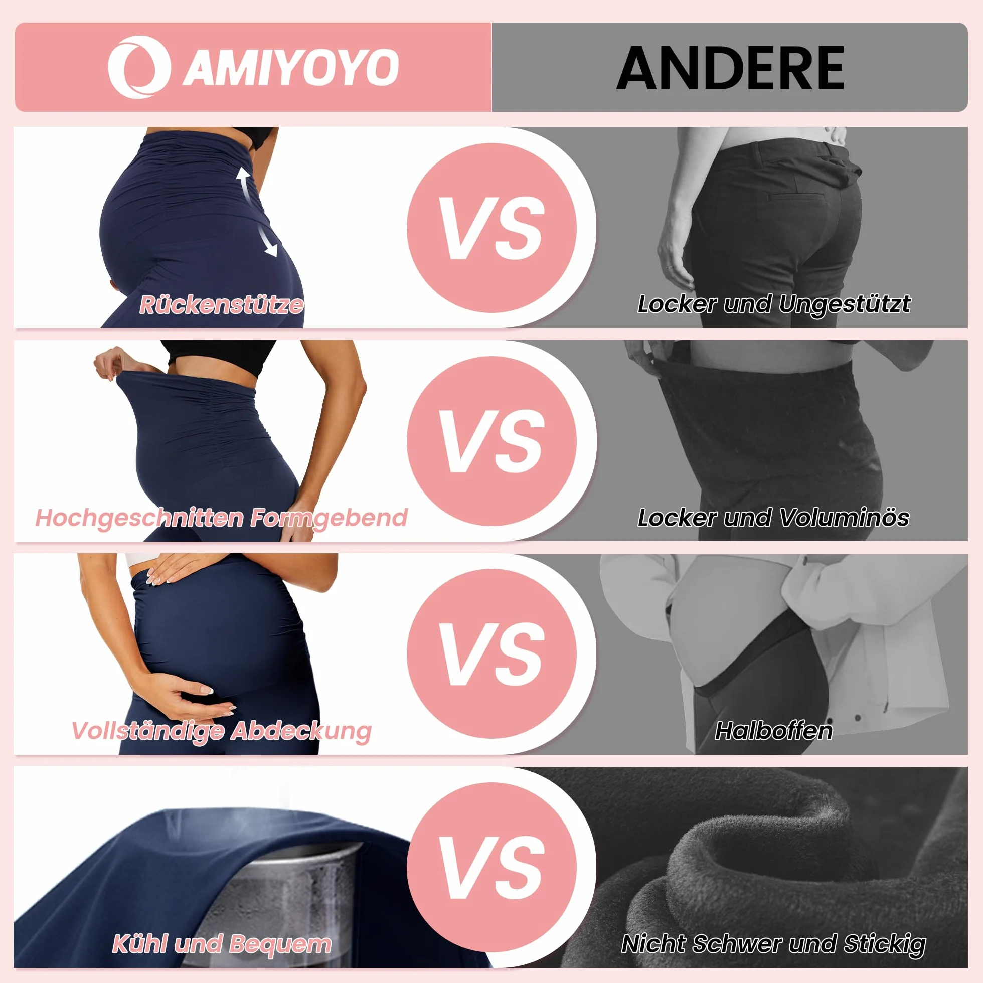 AMIYOYO Legginsy ciążowe, krótkie, moda ciążowa, spodnie ciążowe, letnie dla kobiet w ciąży, z wysokim stanem, nieprzejrzyste, elastyczne, damskie legginsy ciążowe