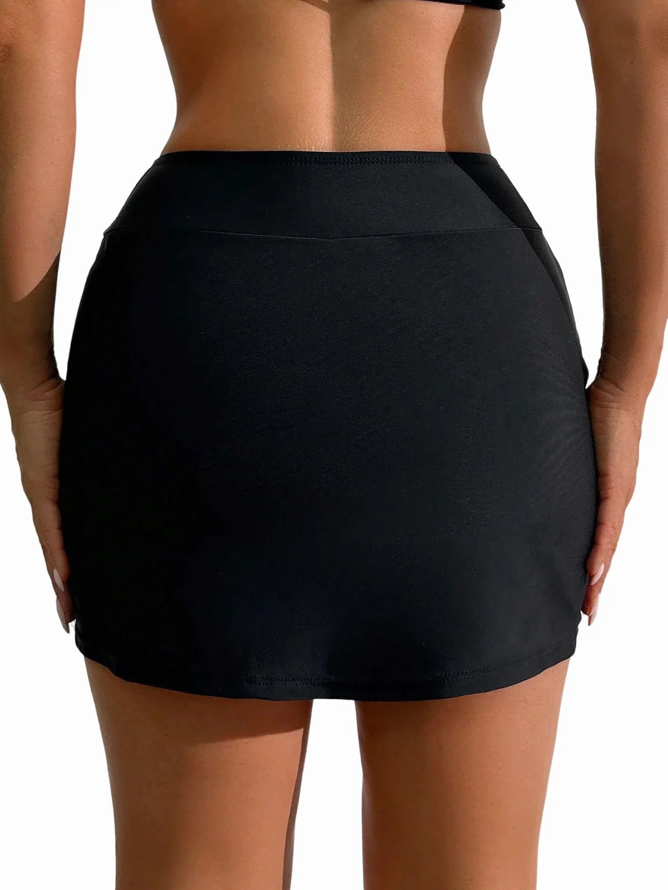 GORGLITTER Damskie szorty bikini, krótkie spodenki bikini z rozcięciem, swobodne szorty plażowe, szorty kąpielowe, mini spódniczka bikini, letnie szorty kąpielowe