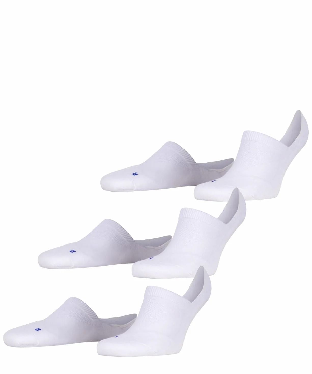 FALKE Uniseks Stopki Cool Kick Invisible Multipack U In Oddychający I Szybkoschnący niewidoczne jednokolorowe 3 Pak, Biały White 2000, 44-45