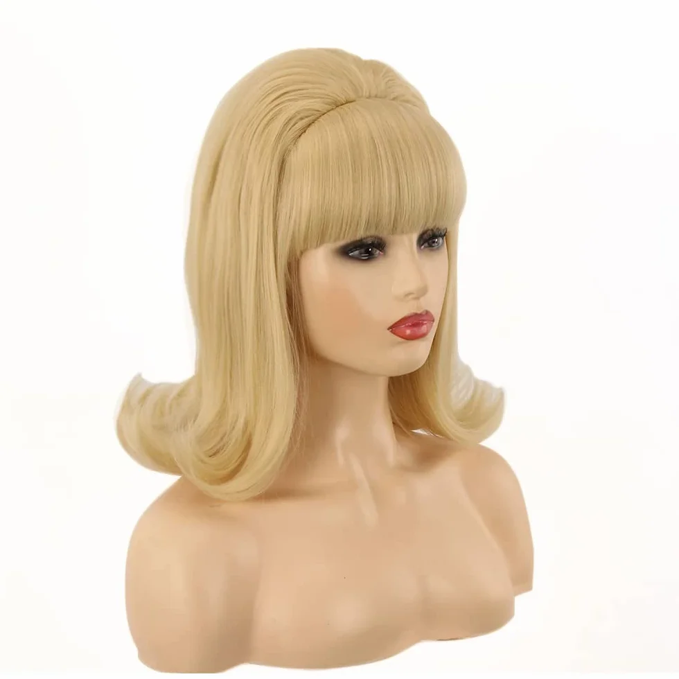 Peruka z lat 60. | FVCENT 70's Retro styl ula w stylu Vintage wygląd flicked ula Bob 50's styl peruka kostium damska peruka z grzywką (Blond)