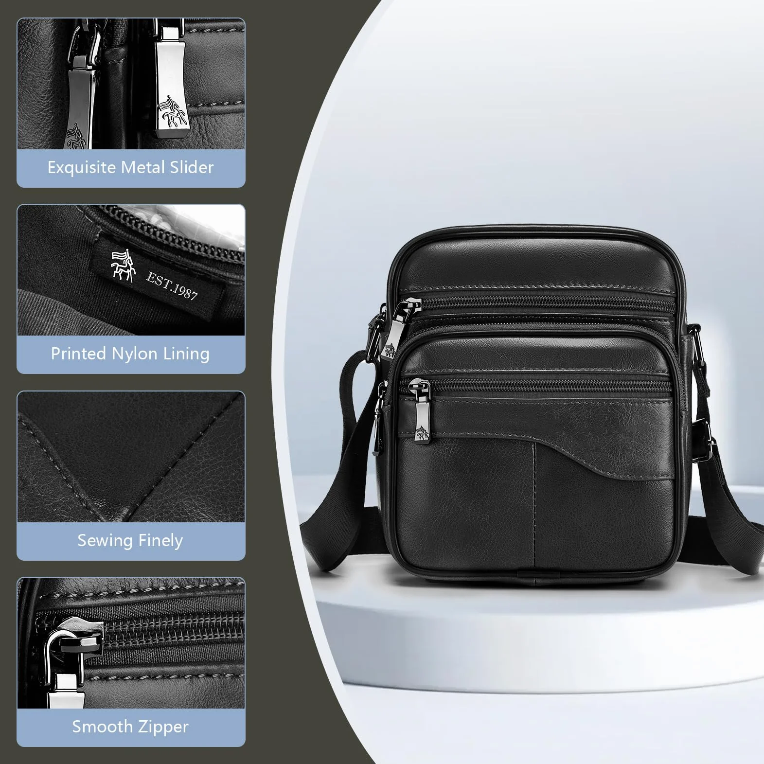 SPHAER Męska Torba Na Ramię Skórzana Torba Crossbody Męskie Torby Casualowe Torby Boczne Biznesowa Torba Kurierska Wodoodporna Z Regulowanym Paskiem Dla Mężczyzn Do Codziennego Użytku W Pracy