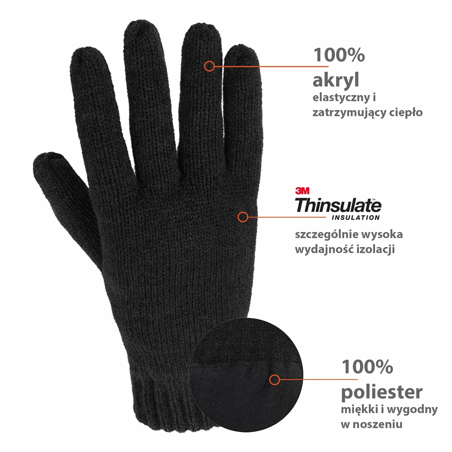 ALPIDEX Dziane Rękawice Termiczne Podszewka Thinsulate Ciepłe Zimowe Sporty Rękawiczki Dzianiny Przyjazne dla skóry Oddychające 3M Unisex Damskie Mężczyźni