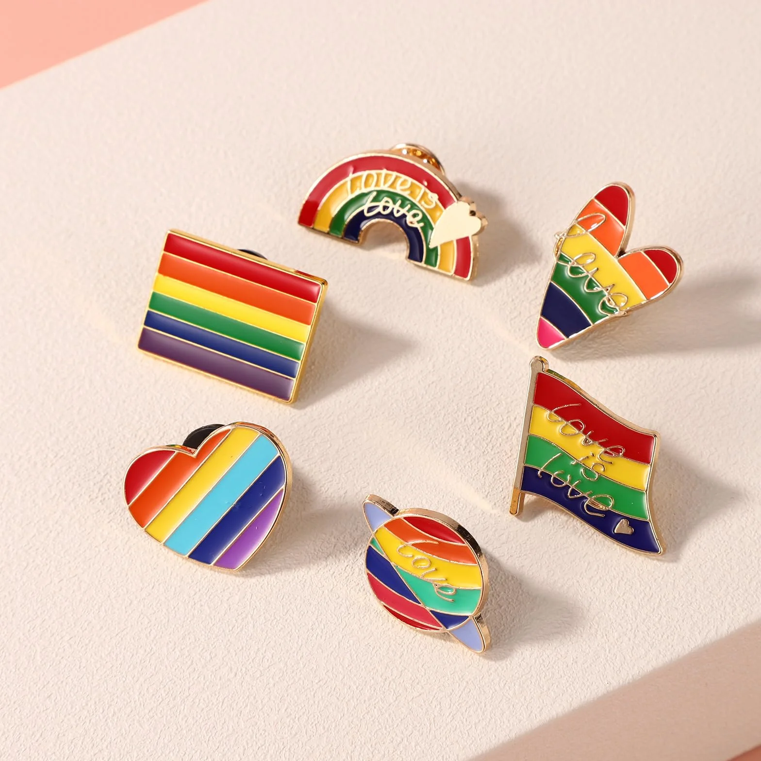 Mikovivi 6szt Przypinki LGBT Pride, Tęczowa Flaga Przypinka Progress Pride Lapel Broszka Progressive Miłość to Miłość Przypinki Lesbijki Transseksualne Biseksualne Geje Dekoracje na Ubrania Torby