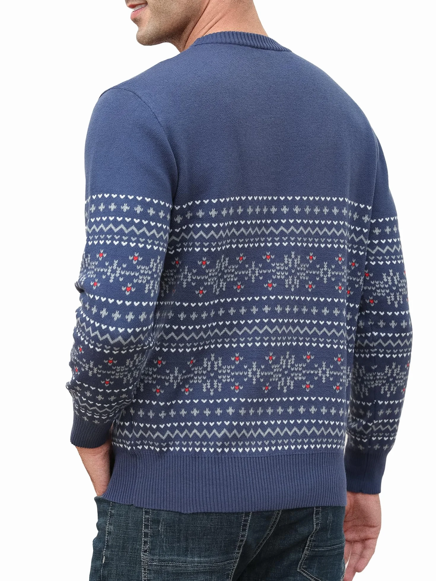 Męski sweter z dzianiny, sweter zimowy, okrągły dekolt, długi rękaw, sweter świąteczny, męski sweter zimowy, ciepły górny element garderoby na Boże Narodzenie
