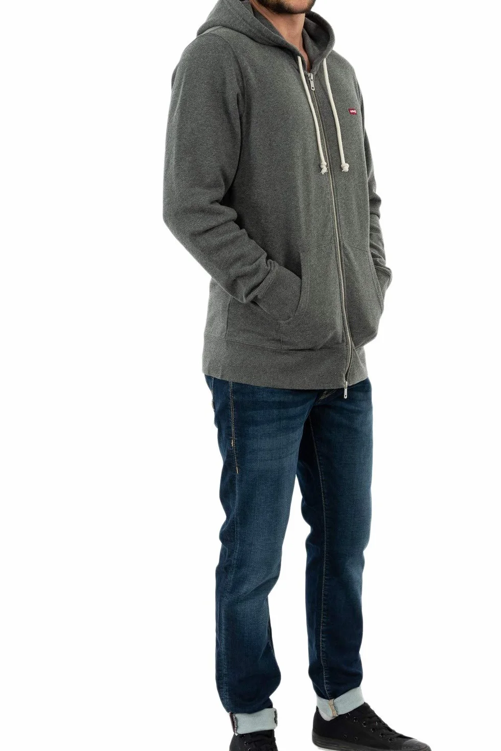 Levi's Mężczyźni Zip Up Sweatshirt, Charcoal Heather XX, XXL