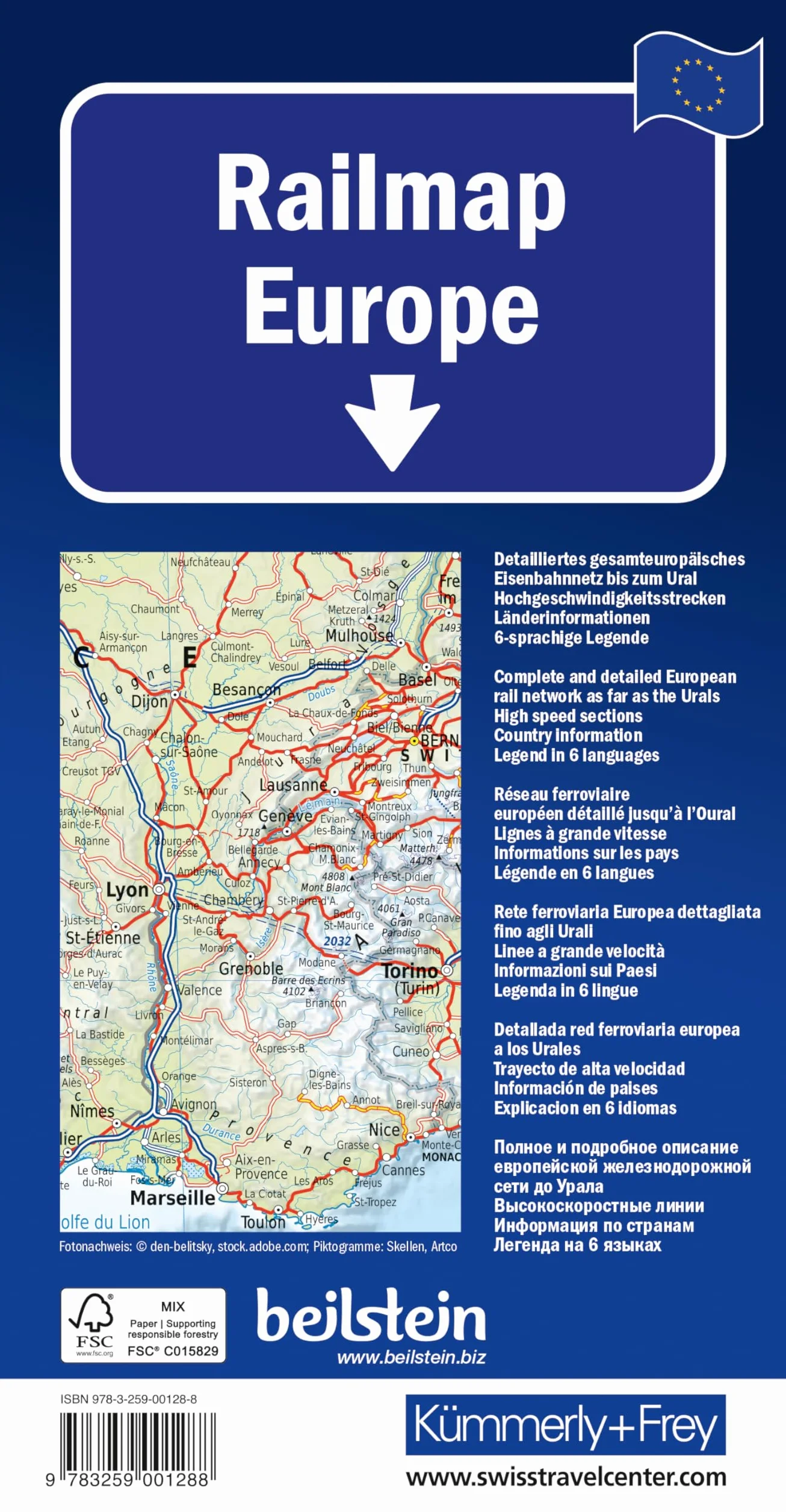 Kümmerly+Frey Europa, Railmap 1:5 Mio.: Praktisch, übersichtlich und unverzichtbar für Bahnreisende: 0120